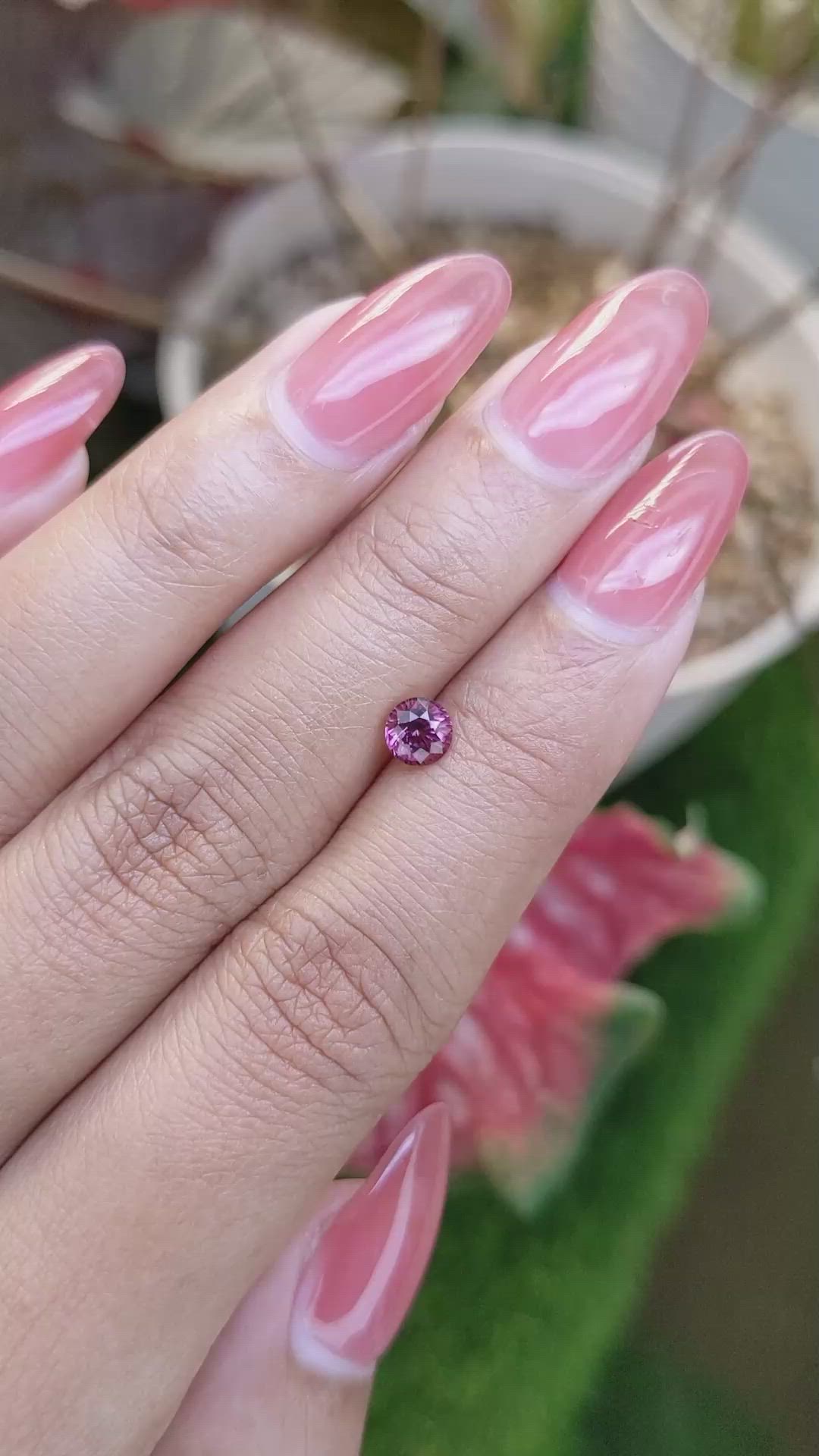 0.67 Ct. Purplish Pink Garnet from Ceylon (Sri Lanka) Size Video