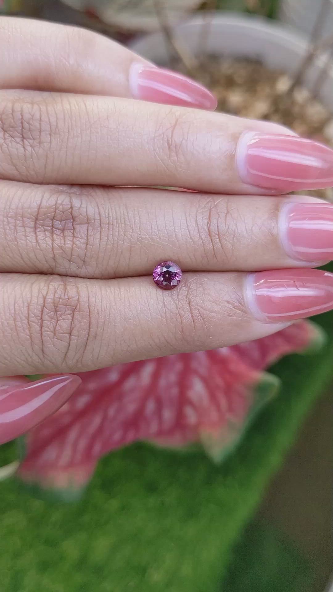 0.67 Ct. Purplish Pink Garnet from Ceylon (Sri Lanka) Size Video