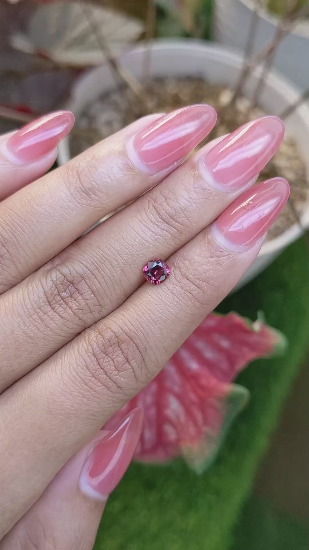 0.67 Ct. Reddish Pink Garnet from Ceylon (Sri Lanka) Size Video