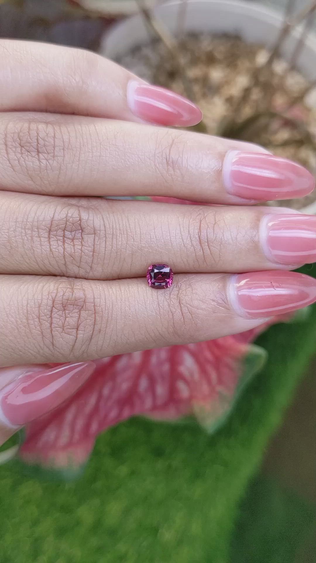 0.67 Ct. Reddish Pink Garnet from Ceylon (Sri Lanka) Size Video