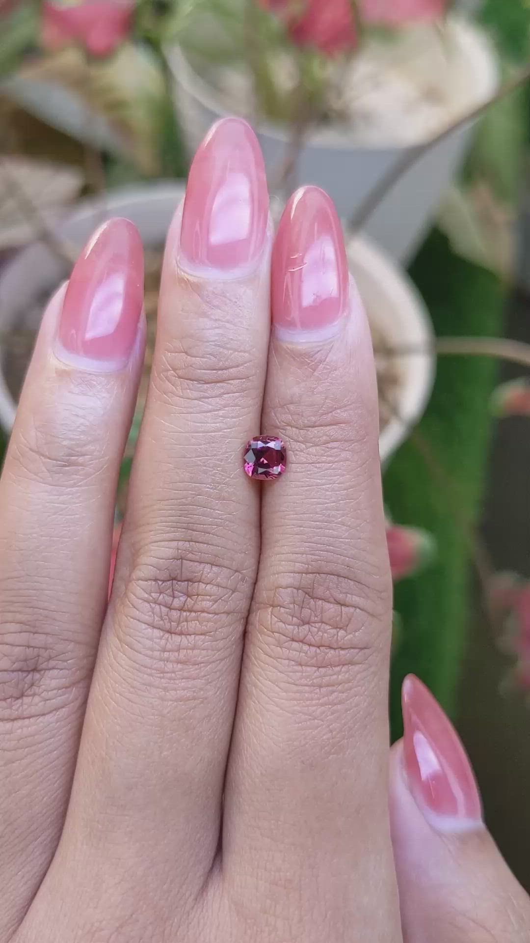 0.67 Ct. Reddish Pink Garnet from Ceylon (Sri Lanka) Size Video