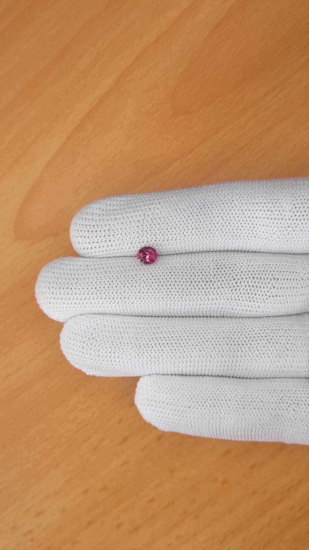 0.69 Ct. Purplish Pink Garnet from Ceylon (Sri Lanka) Size Video