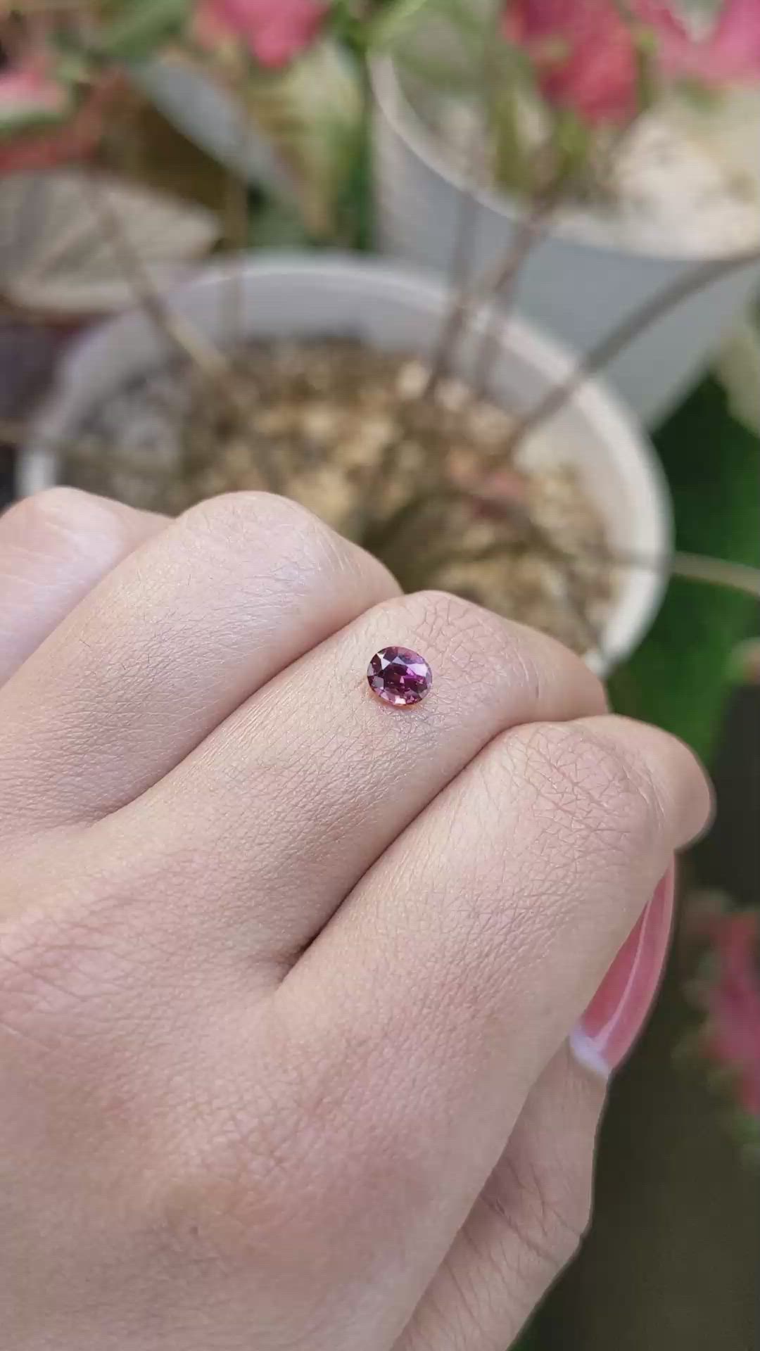 0.69 Ct. Purplish Pink Garnet from Ceylon (Sri Lanka) Size Video