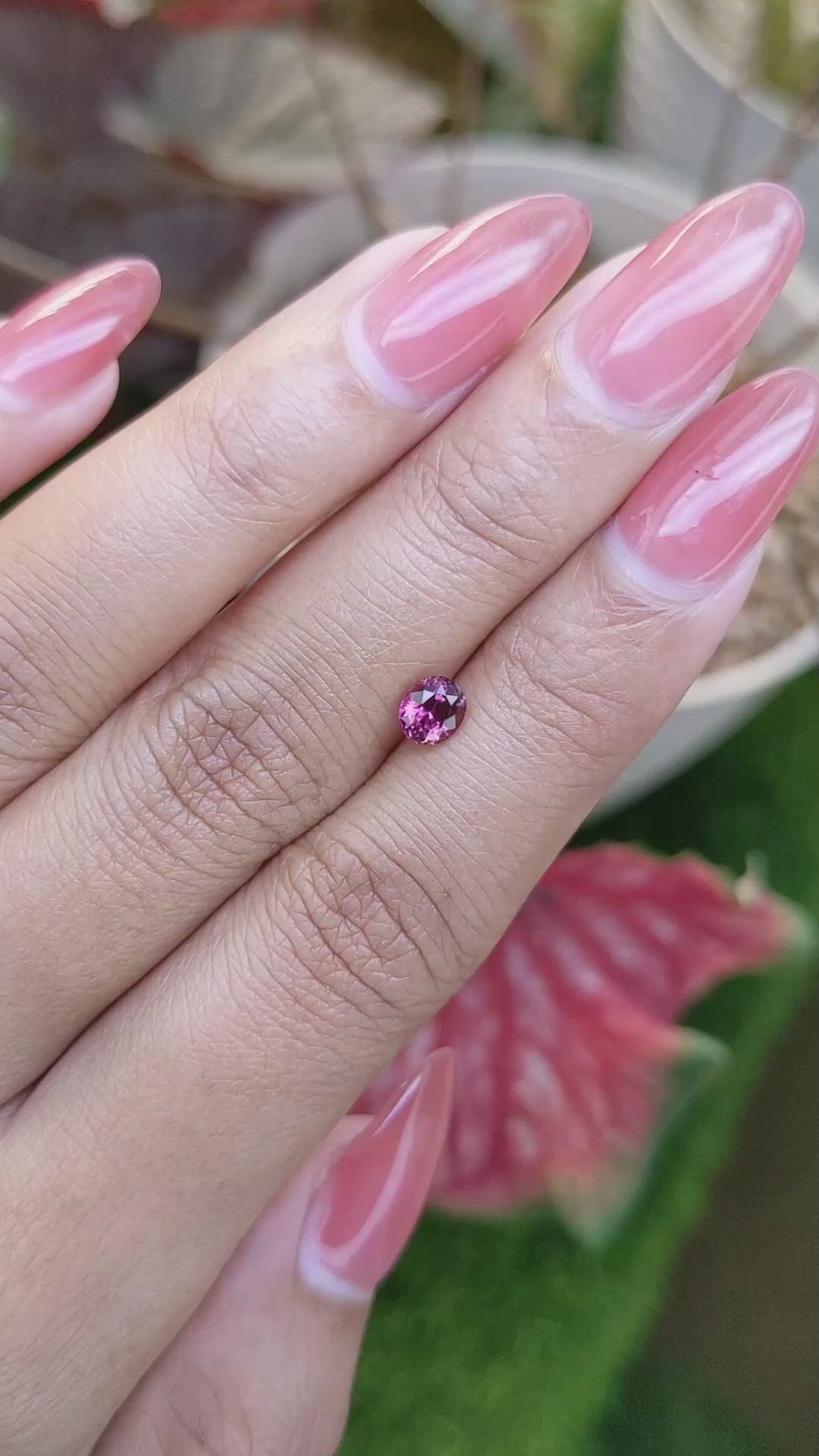 0.69 Ct. Purplish Pink Garnet from Ceylon (Sri Lanka) Size Video