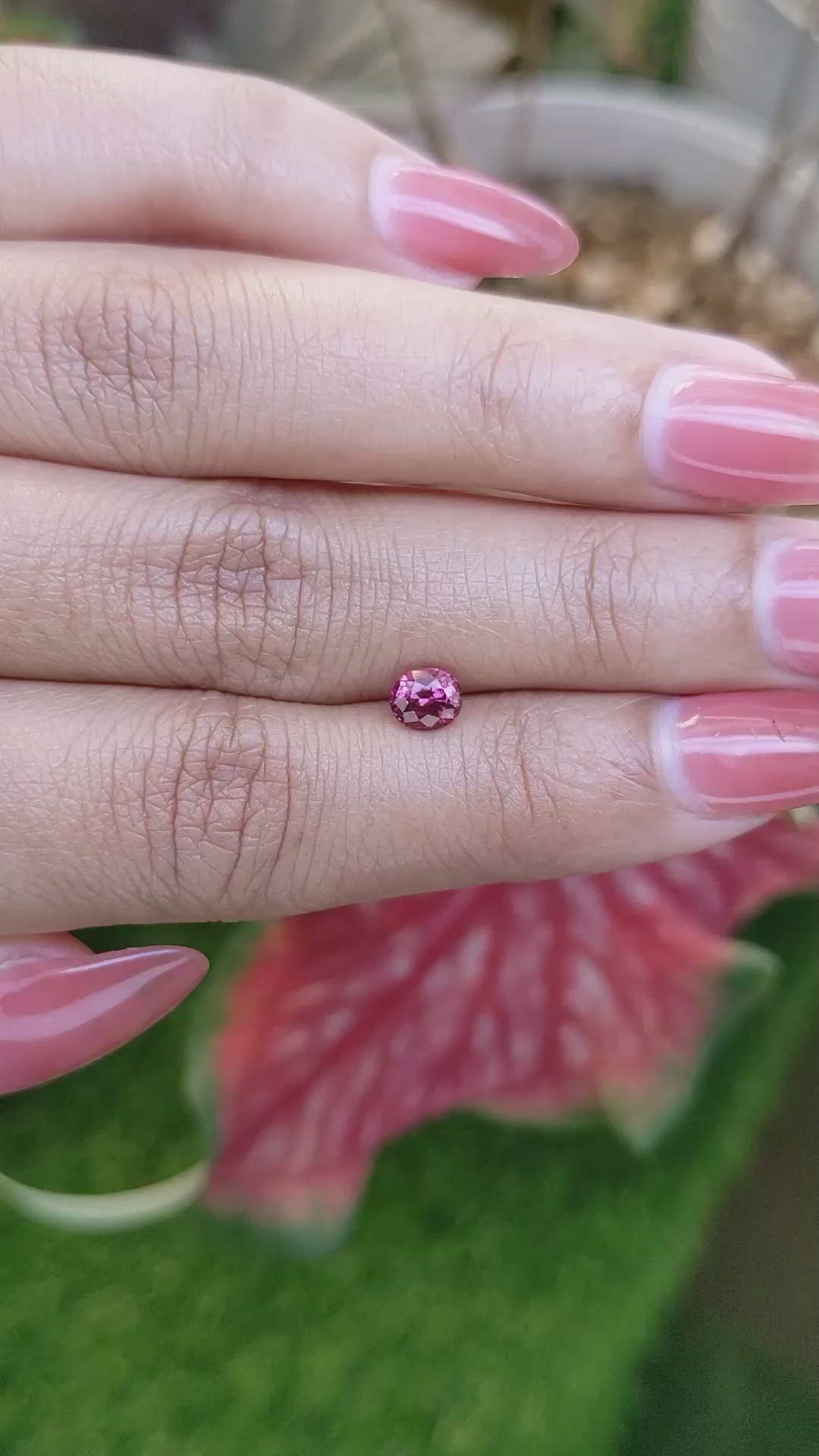 0.69 Ct. Purplish Pink Garnet from Ceylon (Sri Lanka) Size Video