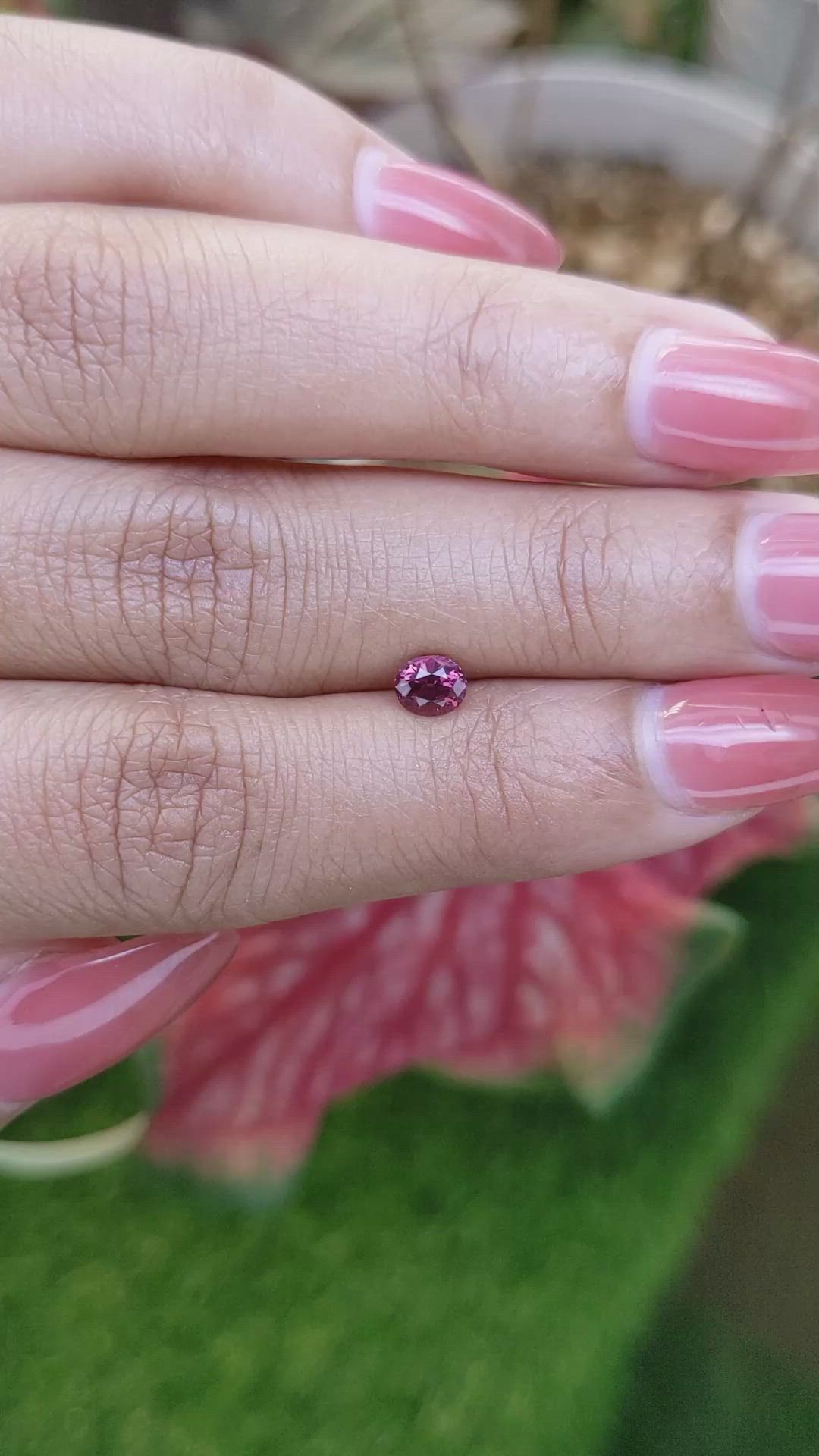 0.51 Ct. Reddish Pink Garnet from Ceylon (Sri Lanka) Size Video