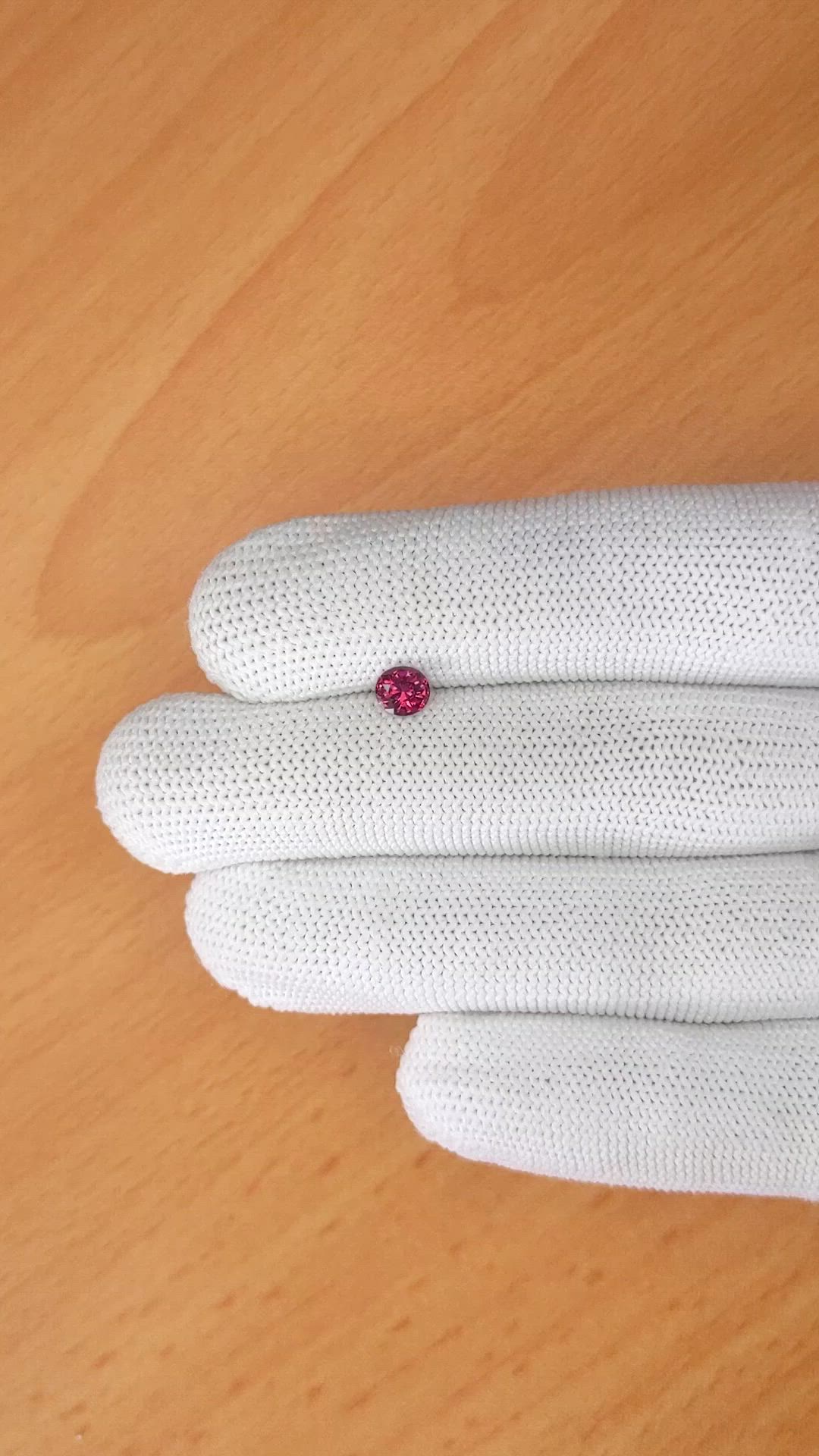 0.64 Ct. Pinkish Purple Garnet from Ceylon (Sri Lanka) Size Video