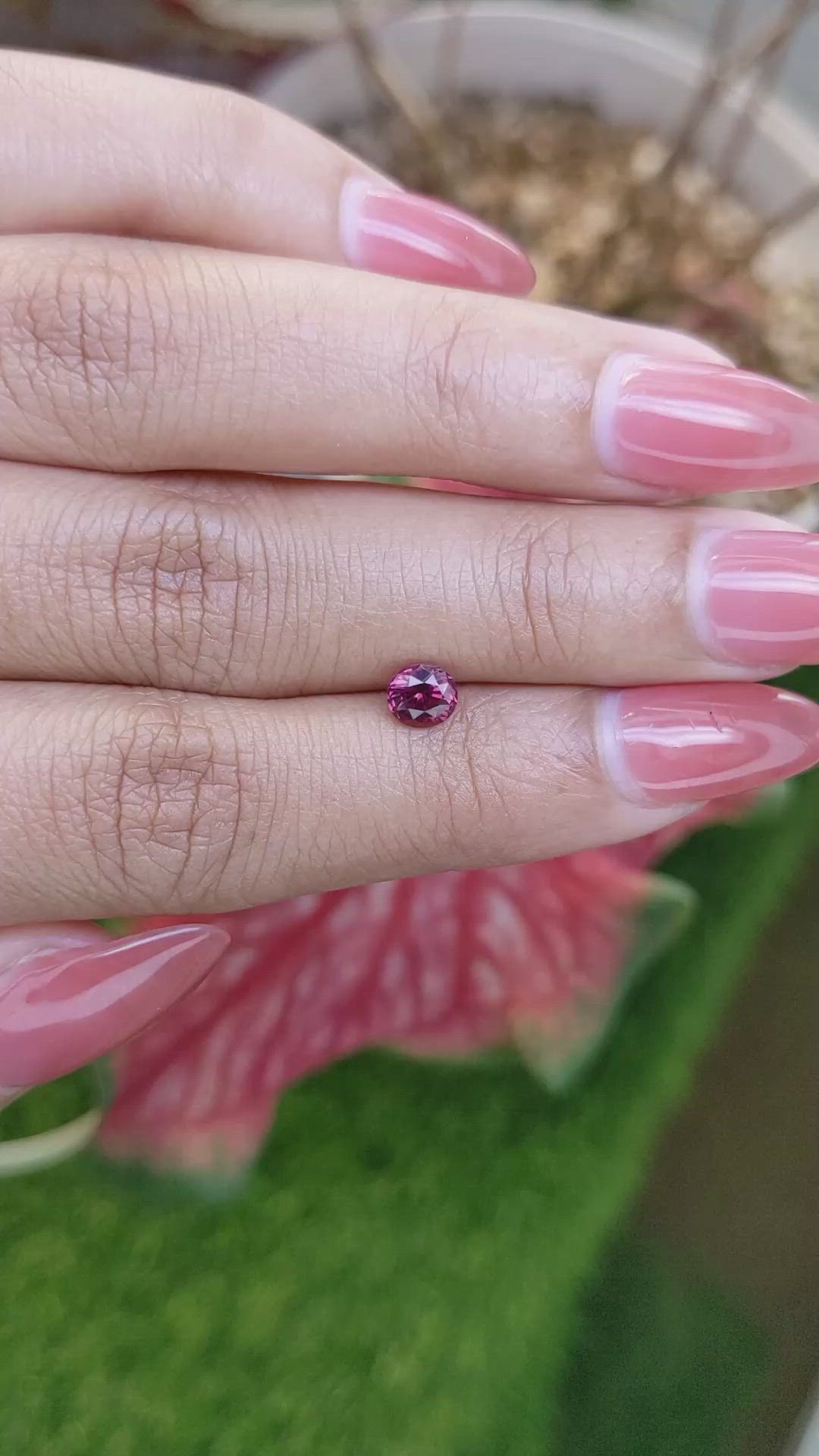 0.64 Ct. Pinkish Purple Garnet from Ceylon (Sri Lanka) Size Video