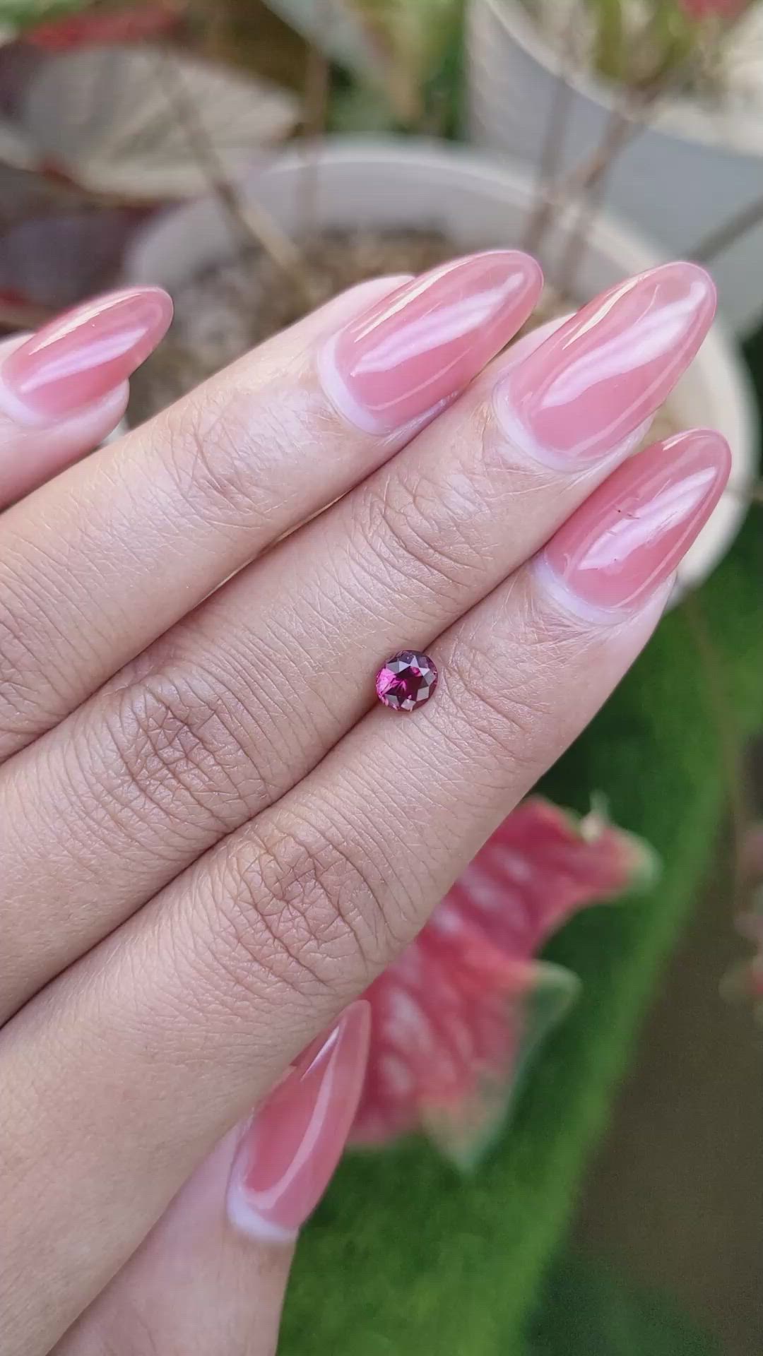 0.64 Ct. Pinkish Purple Garnet from Ceylon (Sri Lanka) Size Video