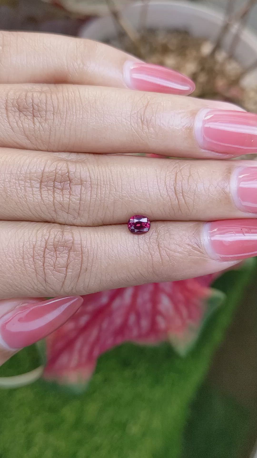 0.61 Ct. Pinkish Red Garnet from Ceylon (Sri Lanka) Size Video