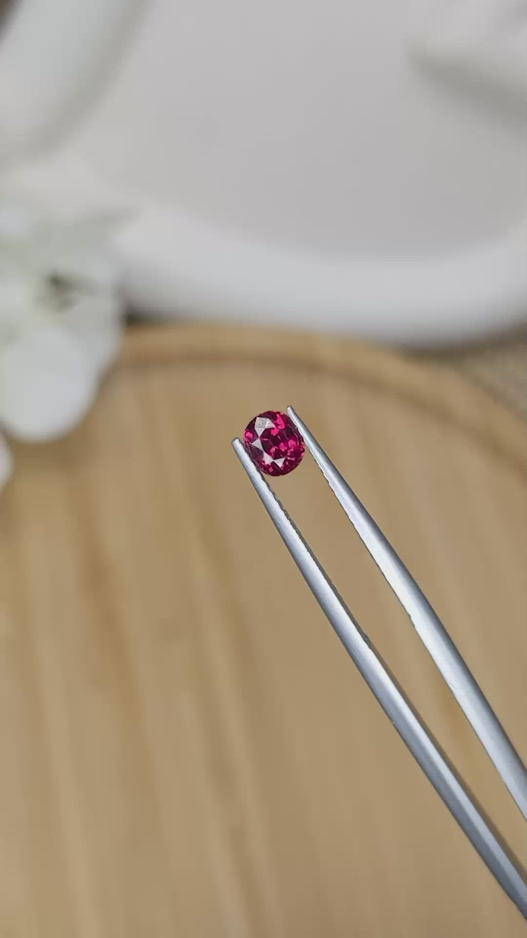 0.61 Ct. Pinkish Red Garnet from Ceylon (Sri Lanka) Size Video