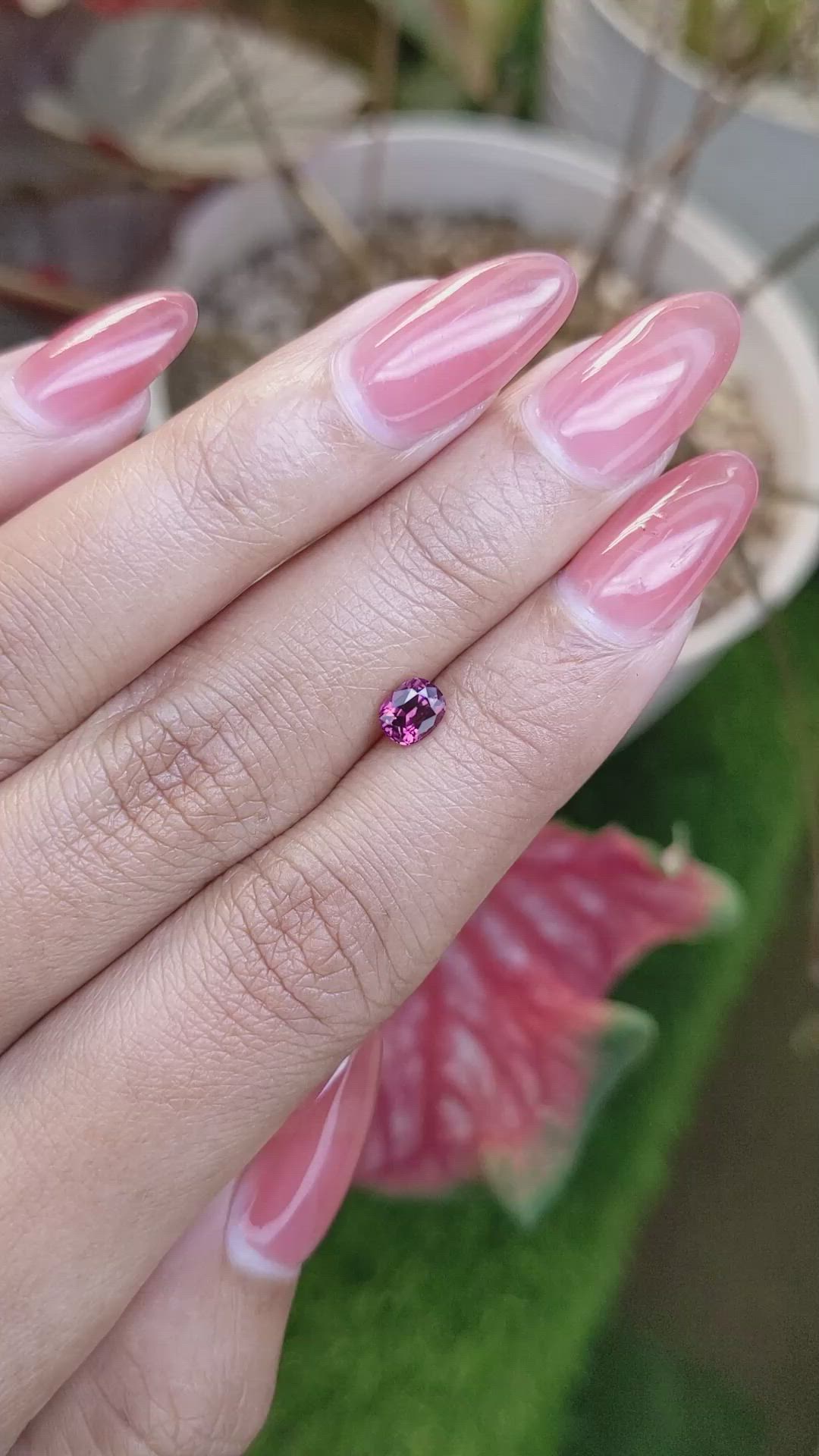 0.67 Ct. Pinkish Purple Garnet from Ceylon (Sri Lanka) Size Video