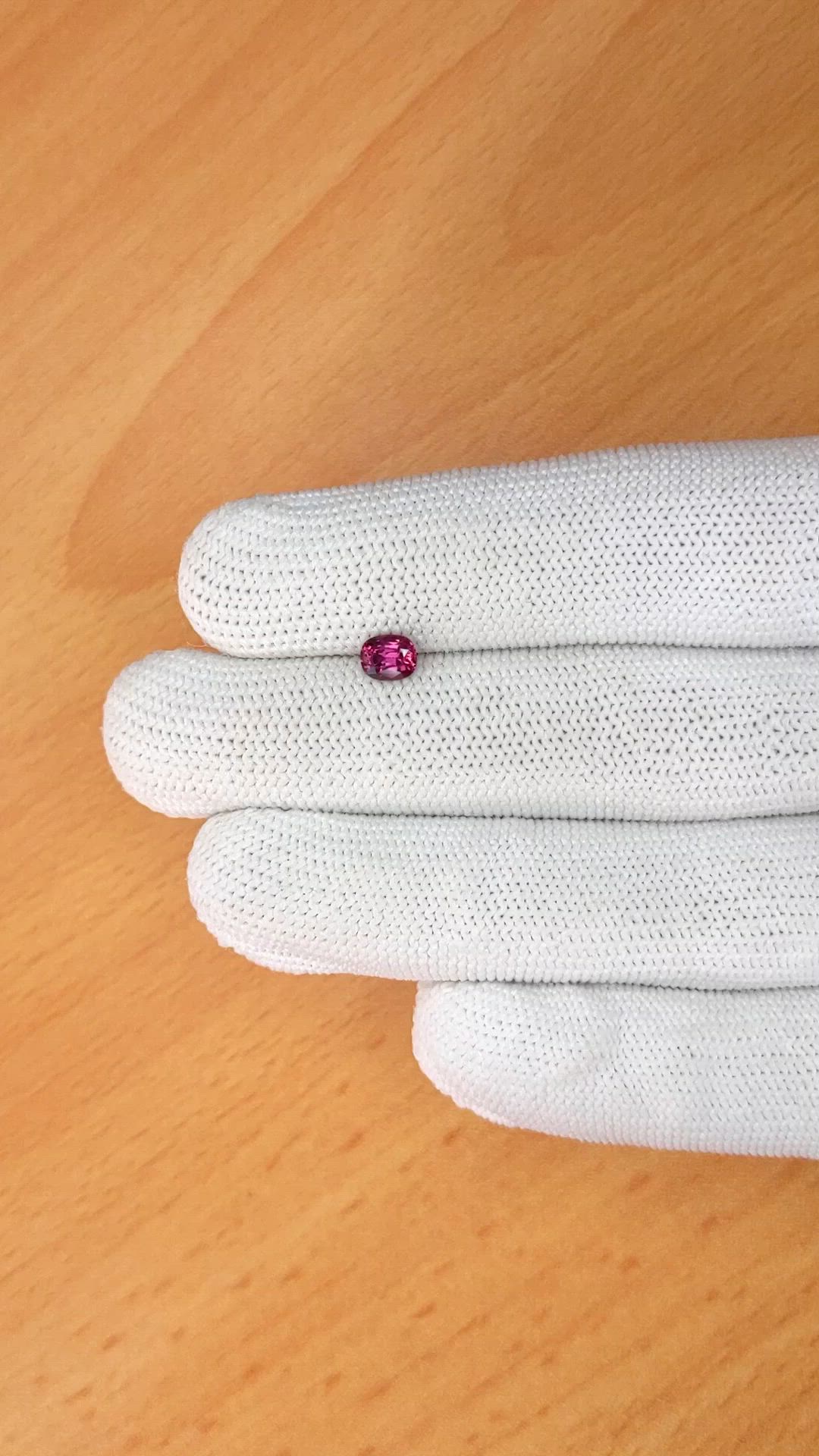 0.67 Ct. Pinkish Purple Garnet from Ceylon (Sri Lanka) Size Video