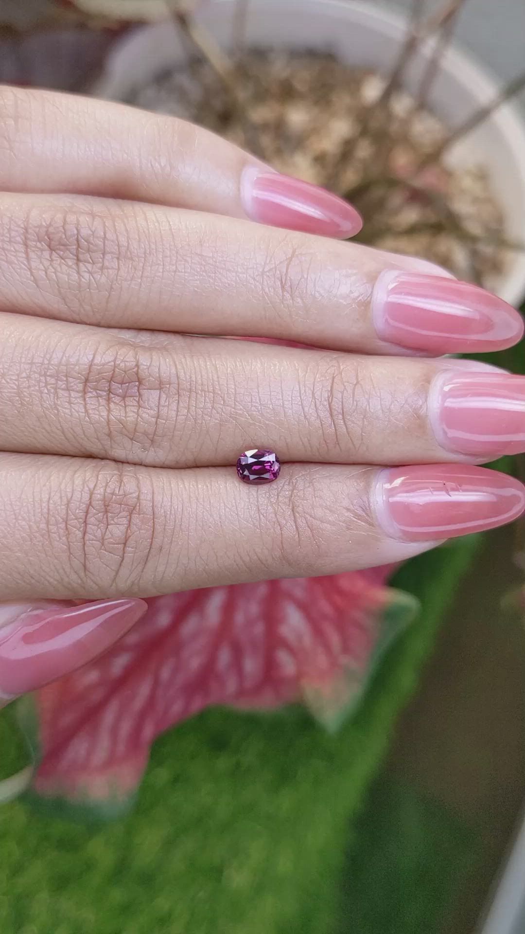 0.67 Ct. Pinkish Purple Garnet from Ceylon (Sri Lanka) Size Video