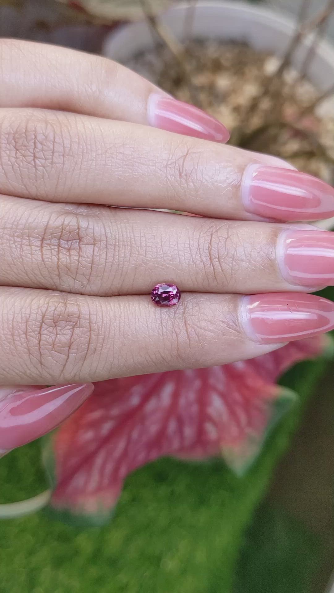0.63 Ct. Purplish Pink Garnet from Ceylon (Sri Lanka) Size Video