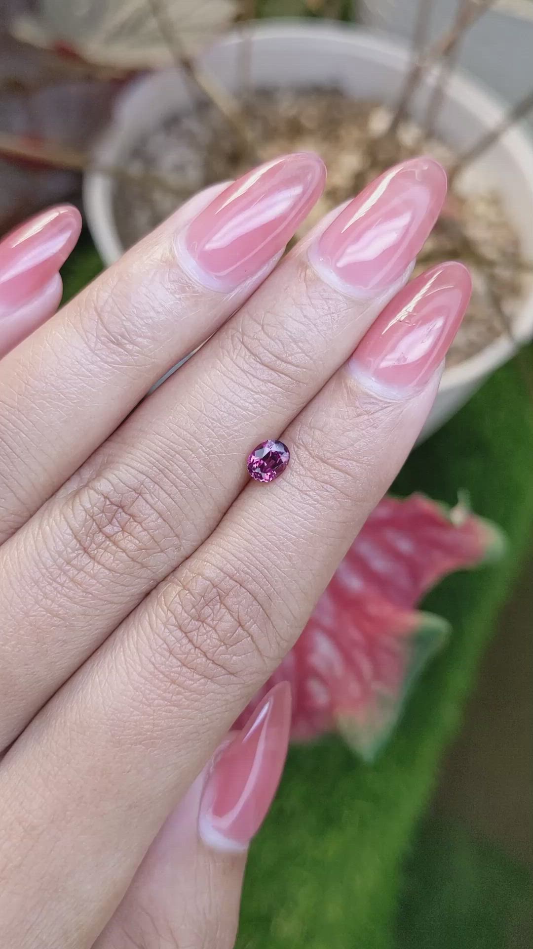 0.63 Ct. Purplish Pink Garnet from Ceylon (Sri Lanka) Size Video
