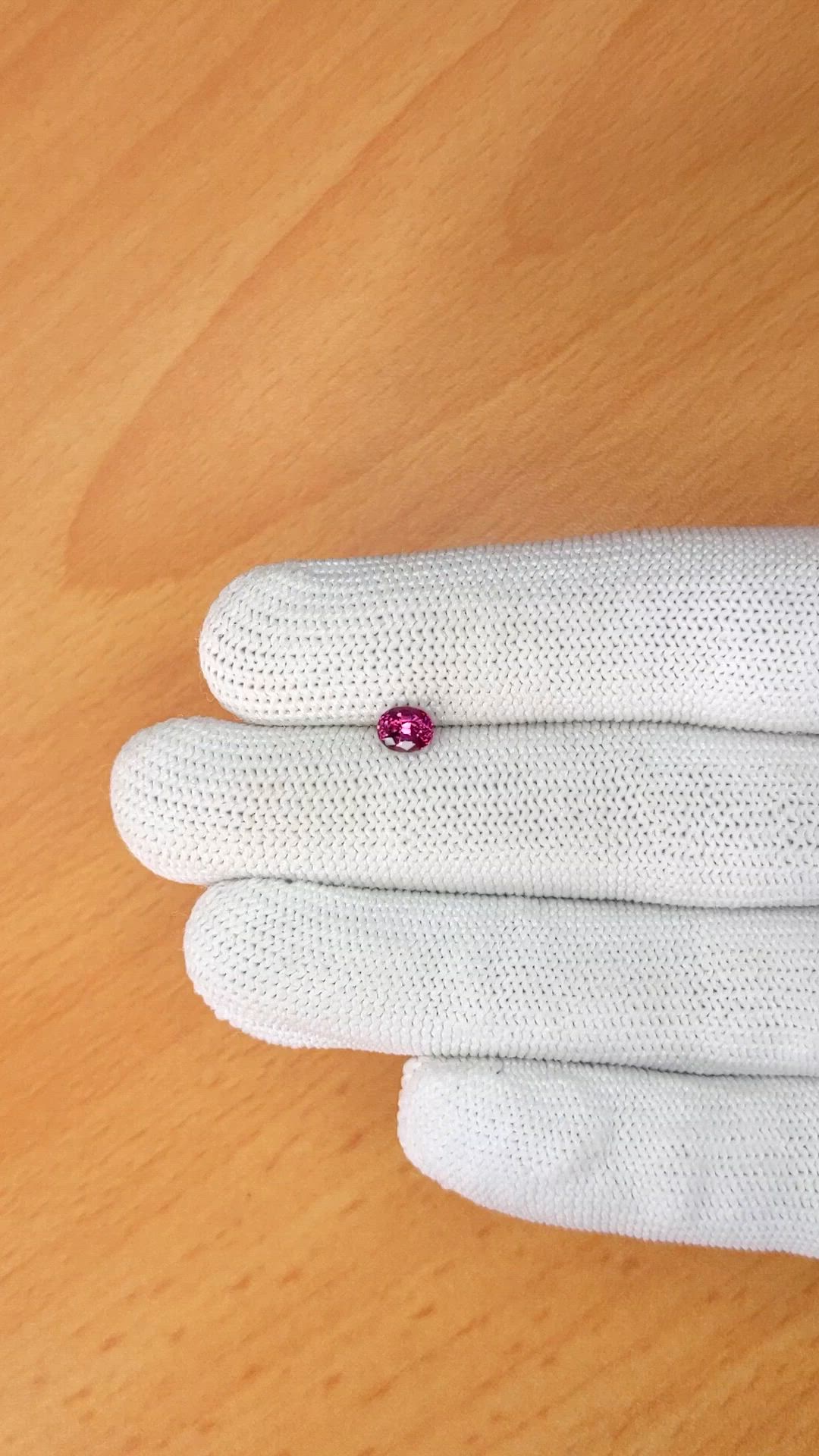 0.63 Ct. Purplish Pink Garnet from Ceylon (Sri Lanka) Size Video