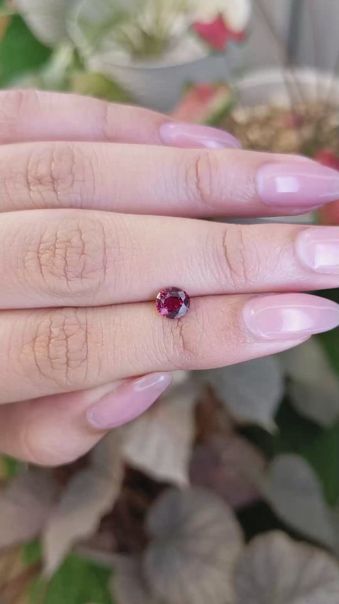 0.85 Ct. Purplish Red Garnet from Ceylon (Sri Lanka) Size Video