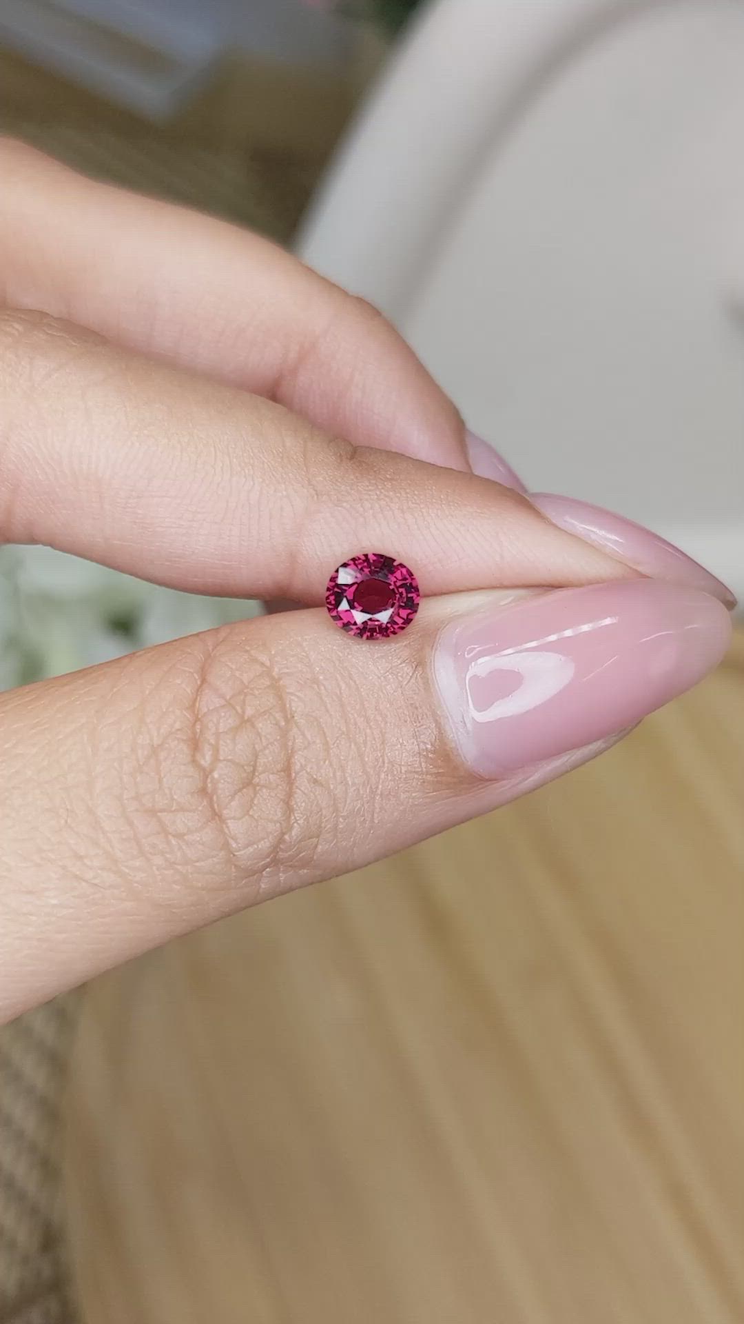 0.85 Ct. Purplish Red Garnet from Ceylon (Sri Lanka) Size Video