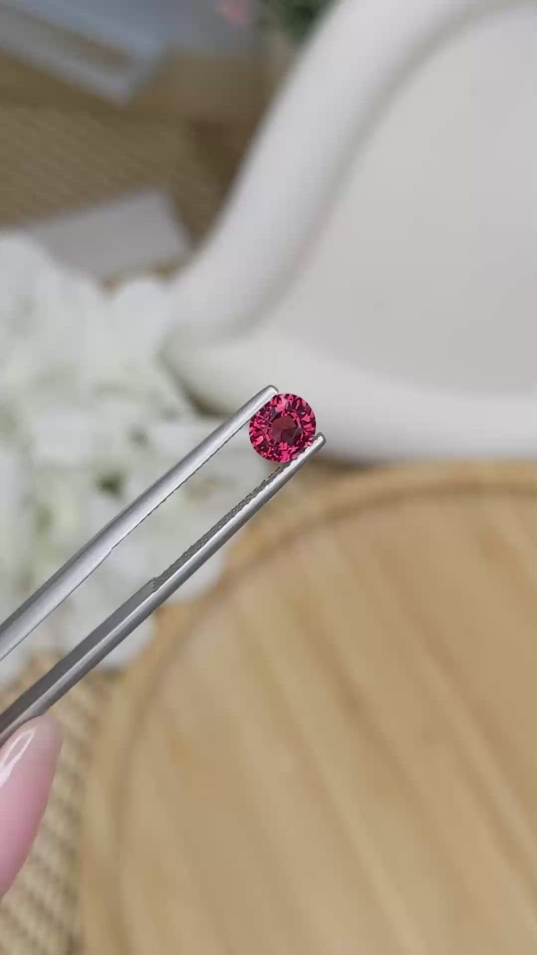 0.85 Ct. Purplish Red Garnet from Ceylon (Sri Lanka) Size Video