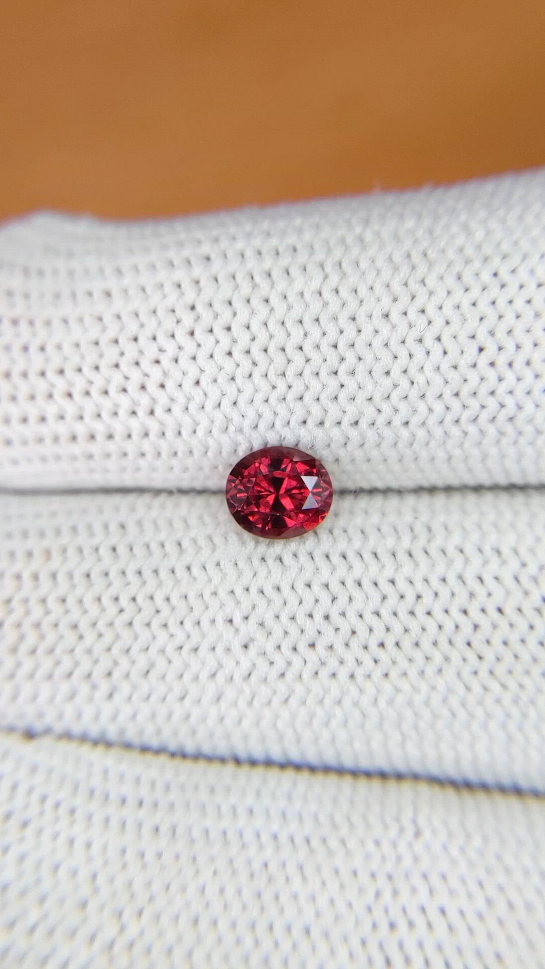 0.90 Ct. Purplish Red Garnet from Ceylon (Sri Lanka) Size Video
