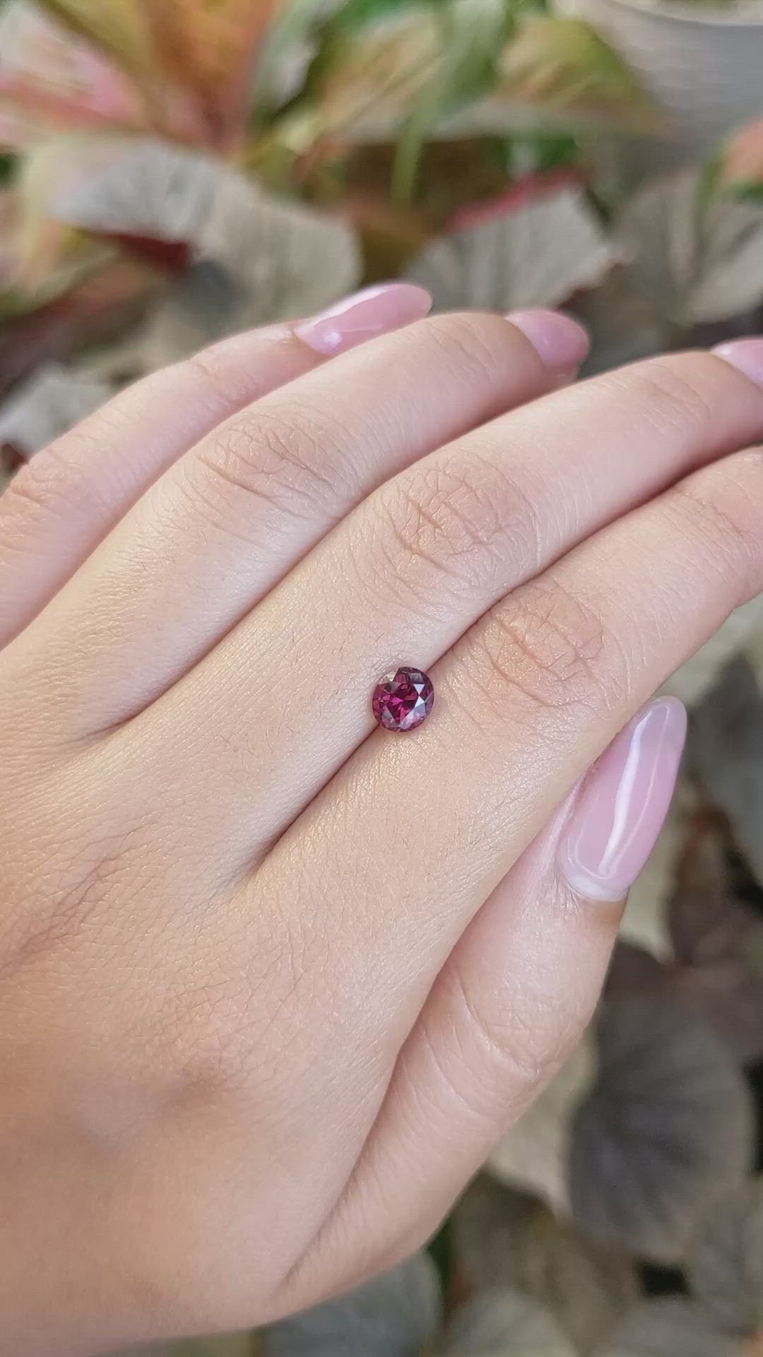 0.90 Ct. Purplish Red Garnet from Ceylon (Sri Lanka) Size Video
