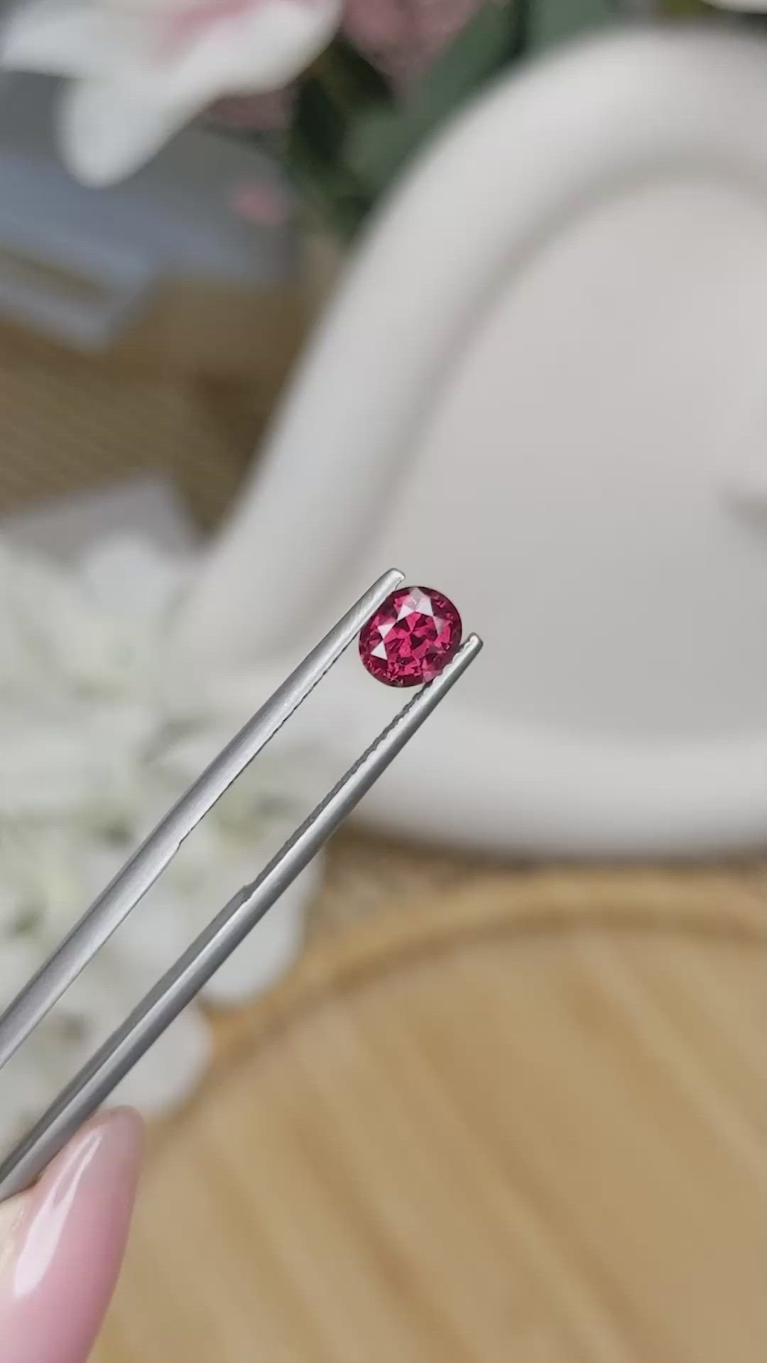 0.90 Ct. Purplish Red Garnet from Ceylon (Sri Lanka) Size Video