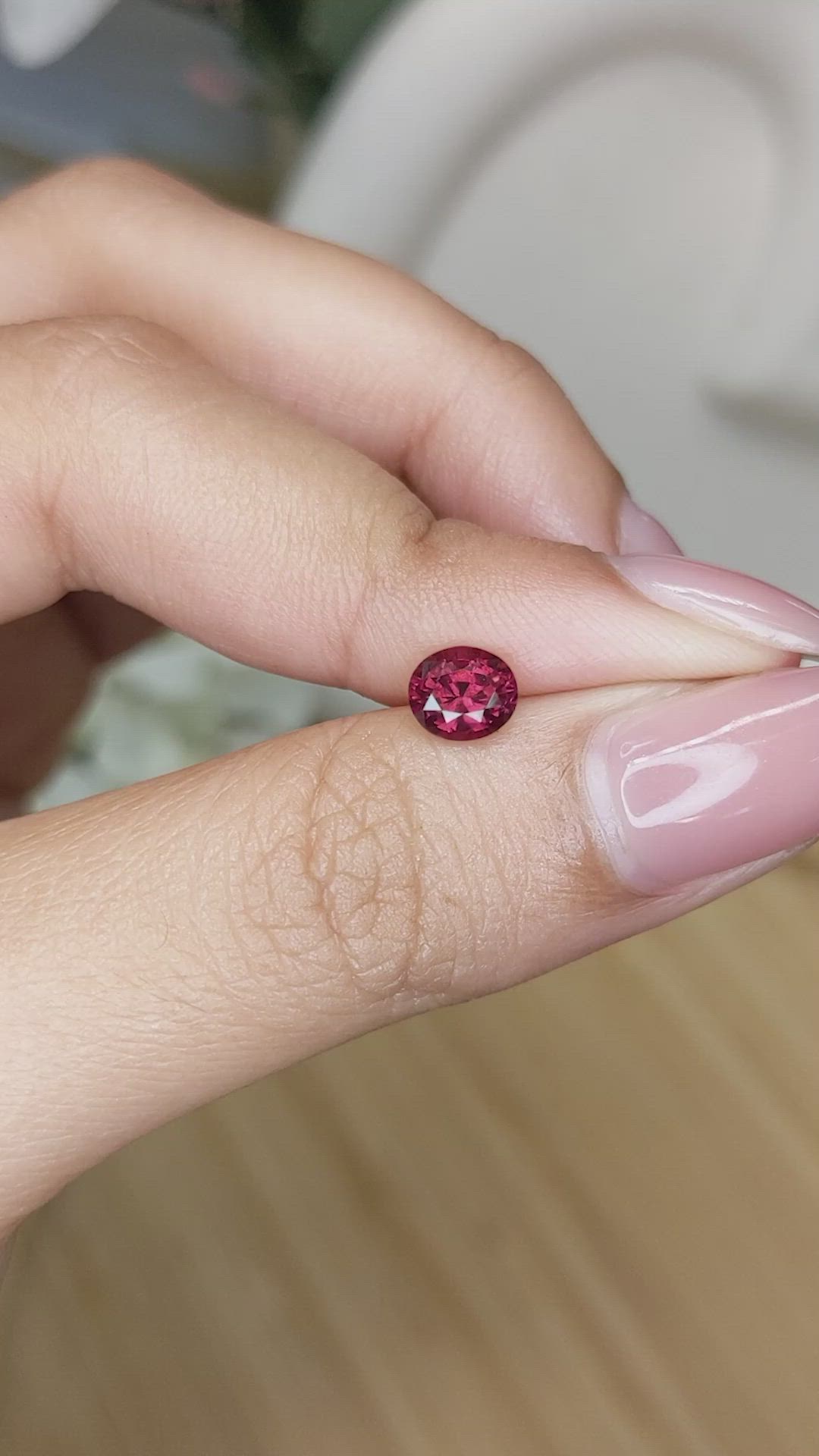 0.90 Ct. Purplish Red Garnet from Ceylon (Sri Lanka) Size Video