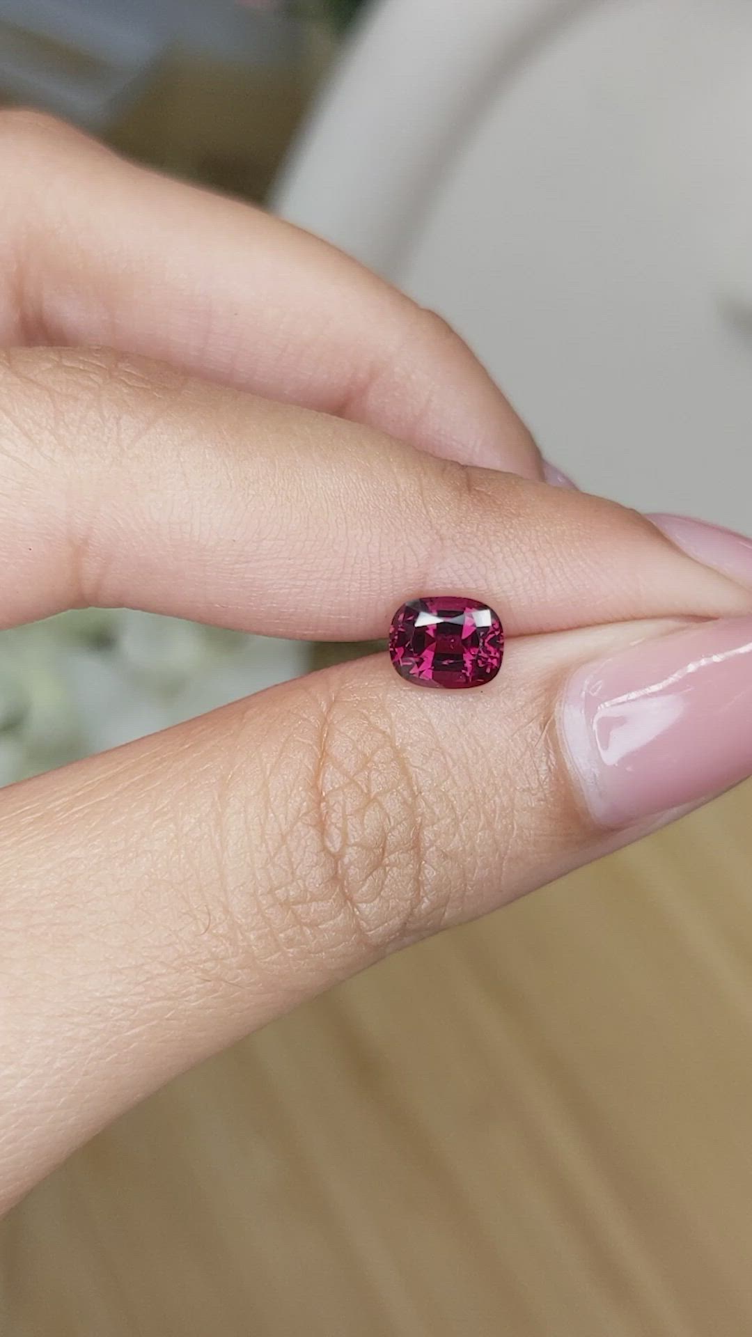 1.27 Ct. Pinkish Red Garnet from Ceylon (Sri Lanka) Size Video