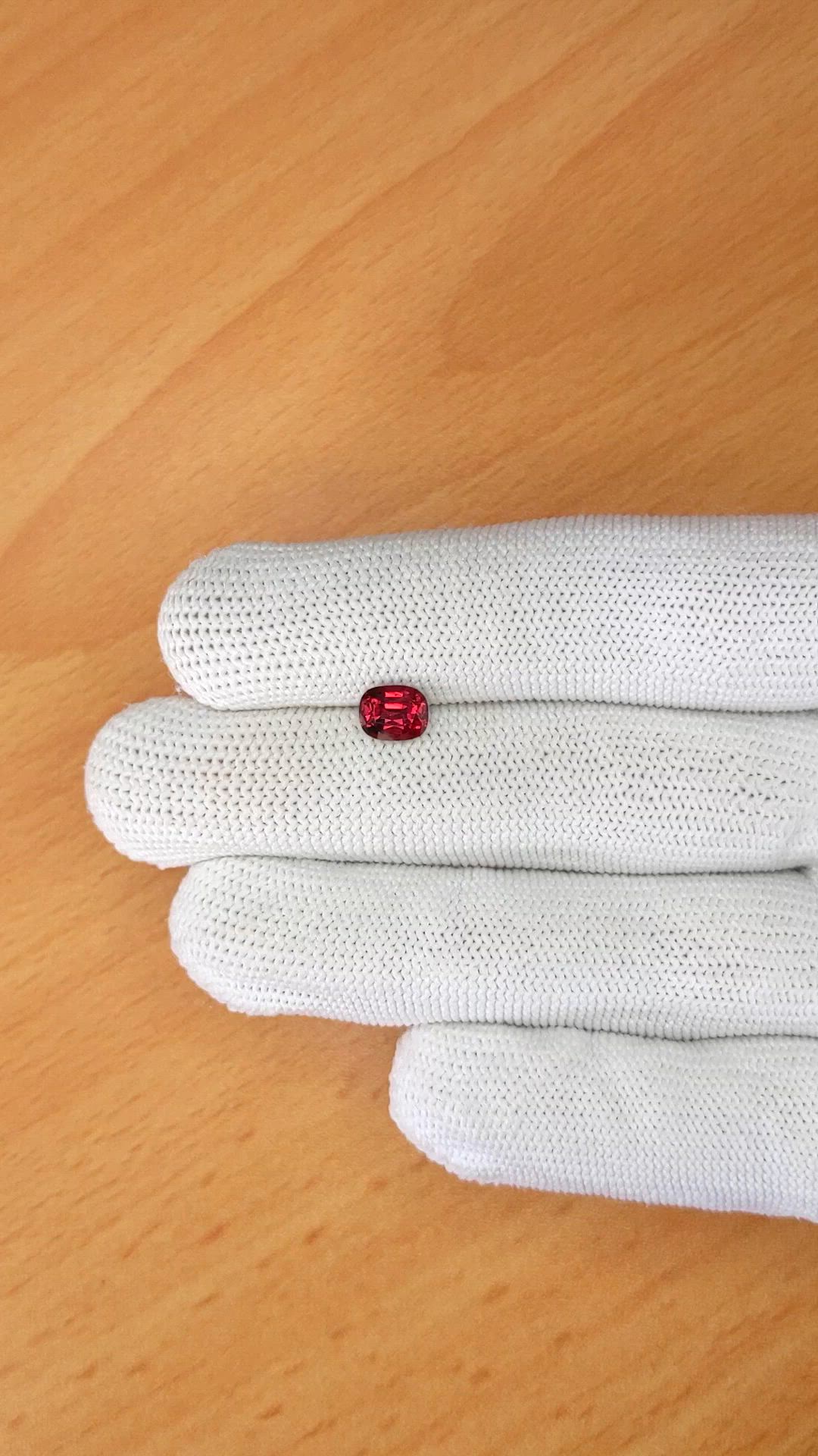 1.27 Ct. Pinkish Red Garnet from Ceylon (Sri Lanka) Size Video