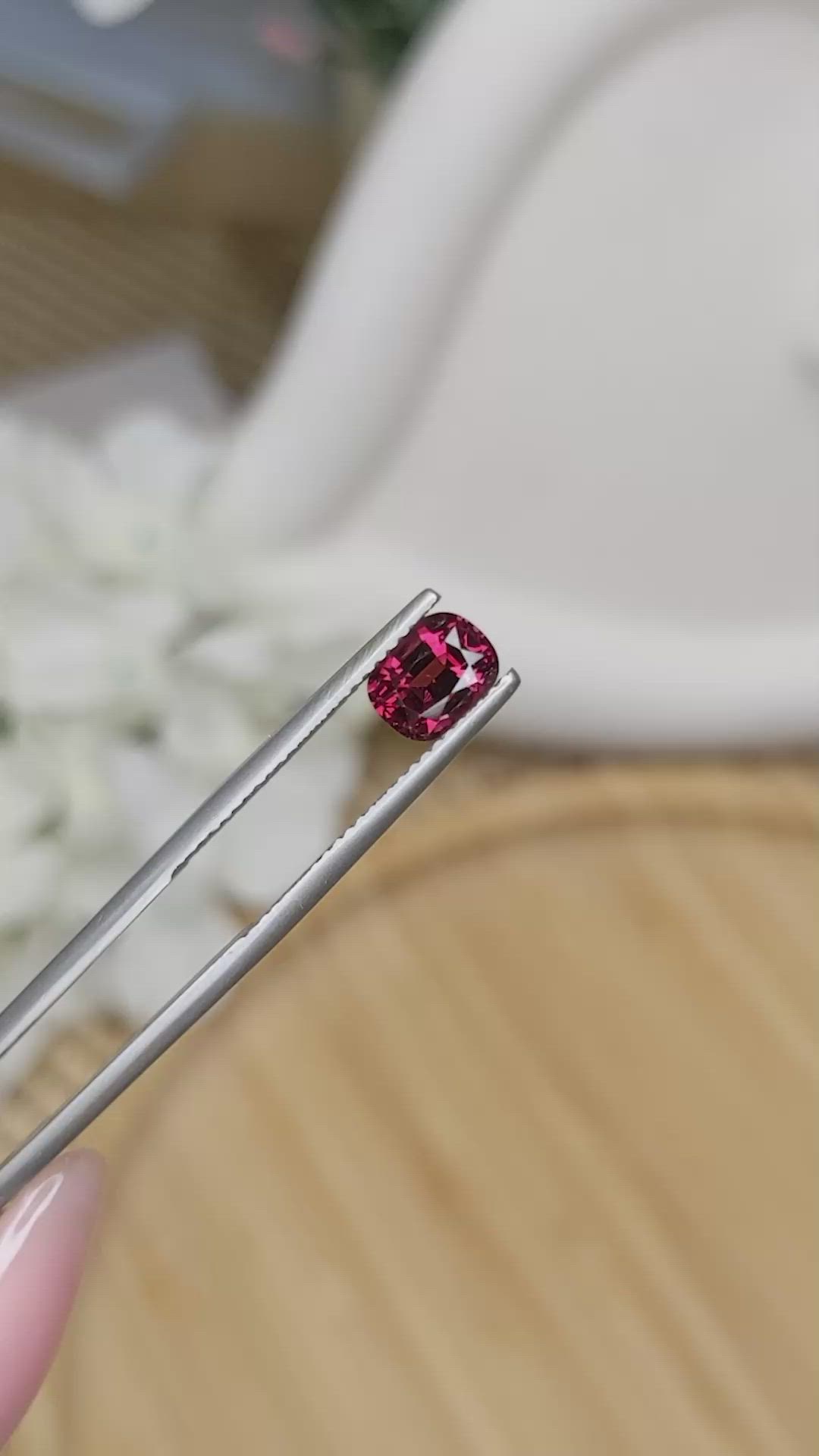 1.27 Ct. Pinkish Red Garnet from Ceylon (Sri Lanka) Size Video