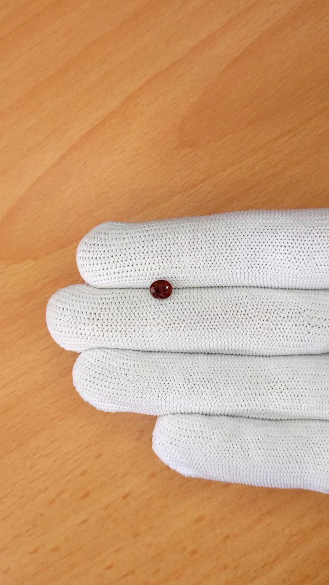 0.77 Ct. Orangish Red Garnet from Ceylon (Sri Lanka) Size Video