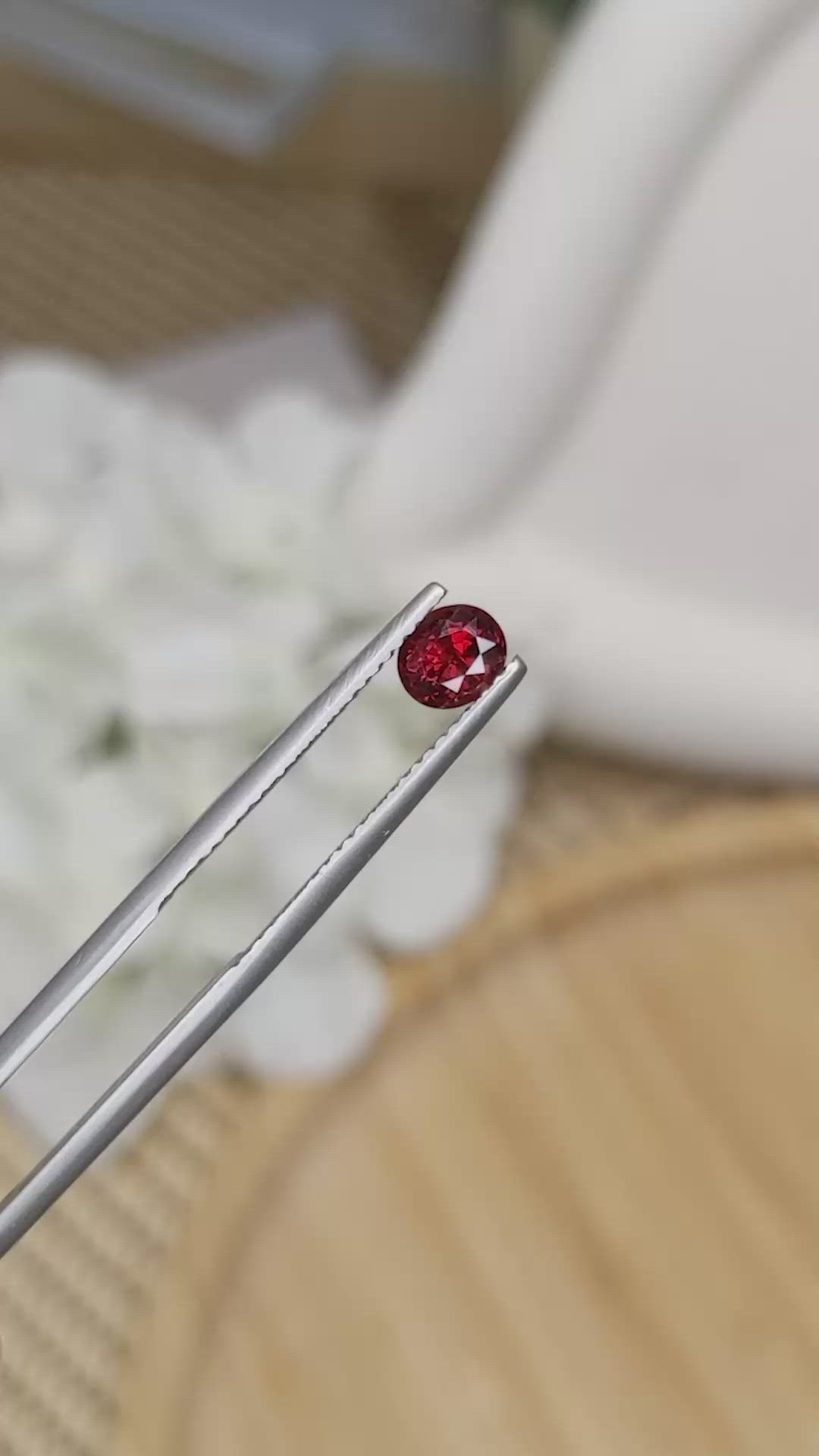0.77 Ct. Orangish Red Garnet from Ceylon (Sri Lanka) Size Video