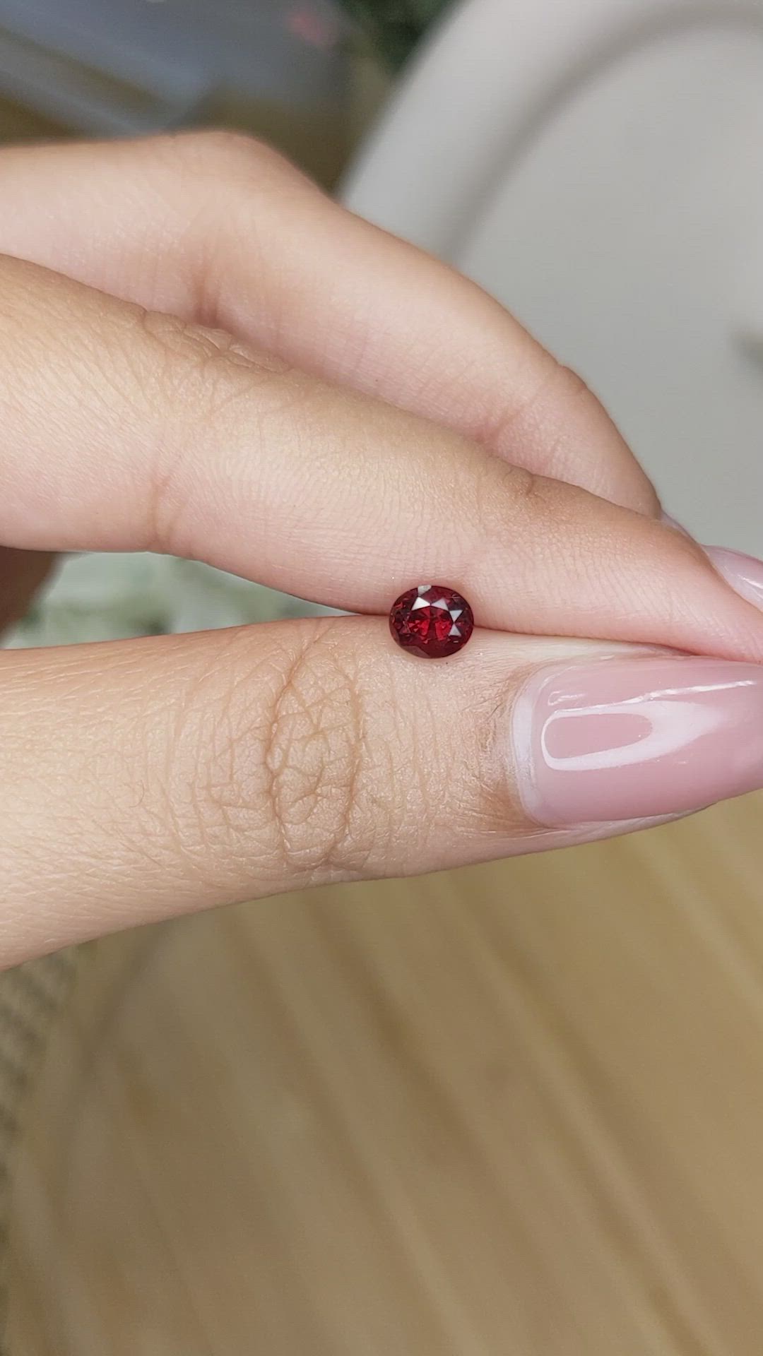 0.77 Ct. Orangish Red Garnet from Ceylon (Sri Lanka) Size Video