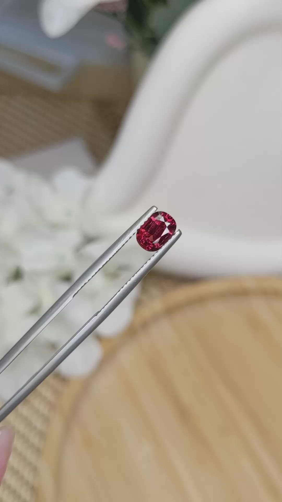 1.16 Ct. Purplish Red Garnet from Ceylon (Sri Lanka) Size Video