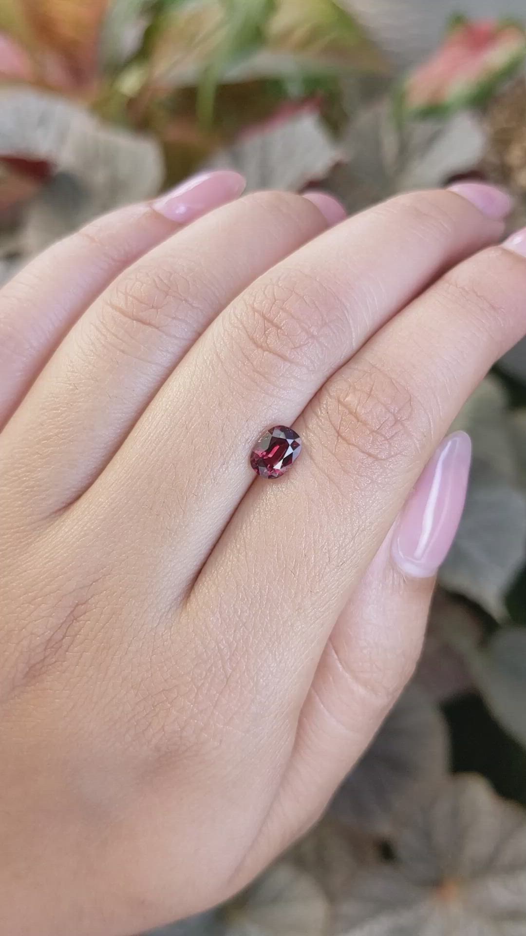 1.16 Ct. Purplish Red Garnet from Ceylon (Sri Lanka) Size Video