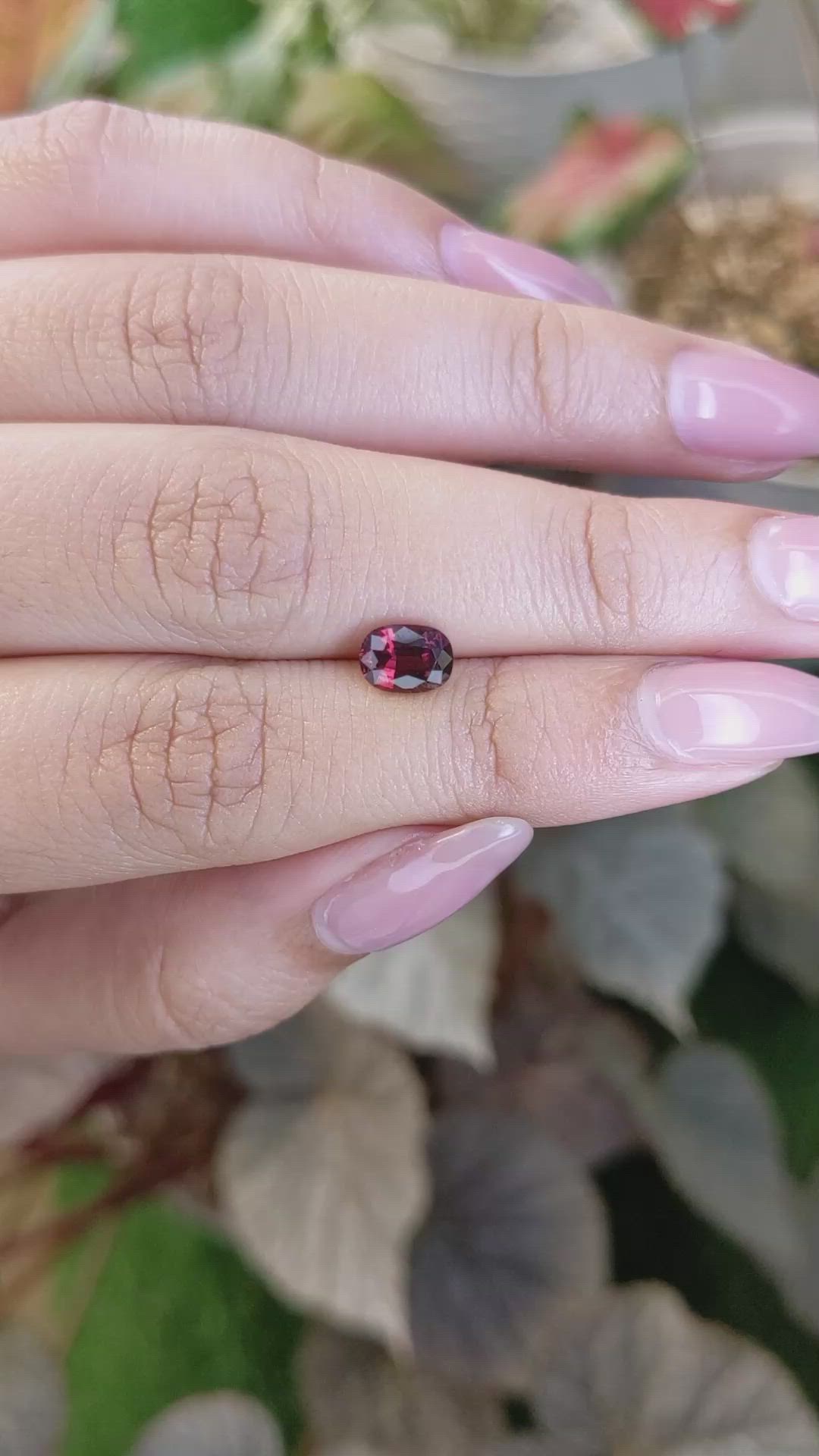 1.16 Ct. Purplish Red Garnet from Ceylon (Sri Lanka) Size Video