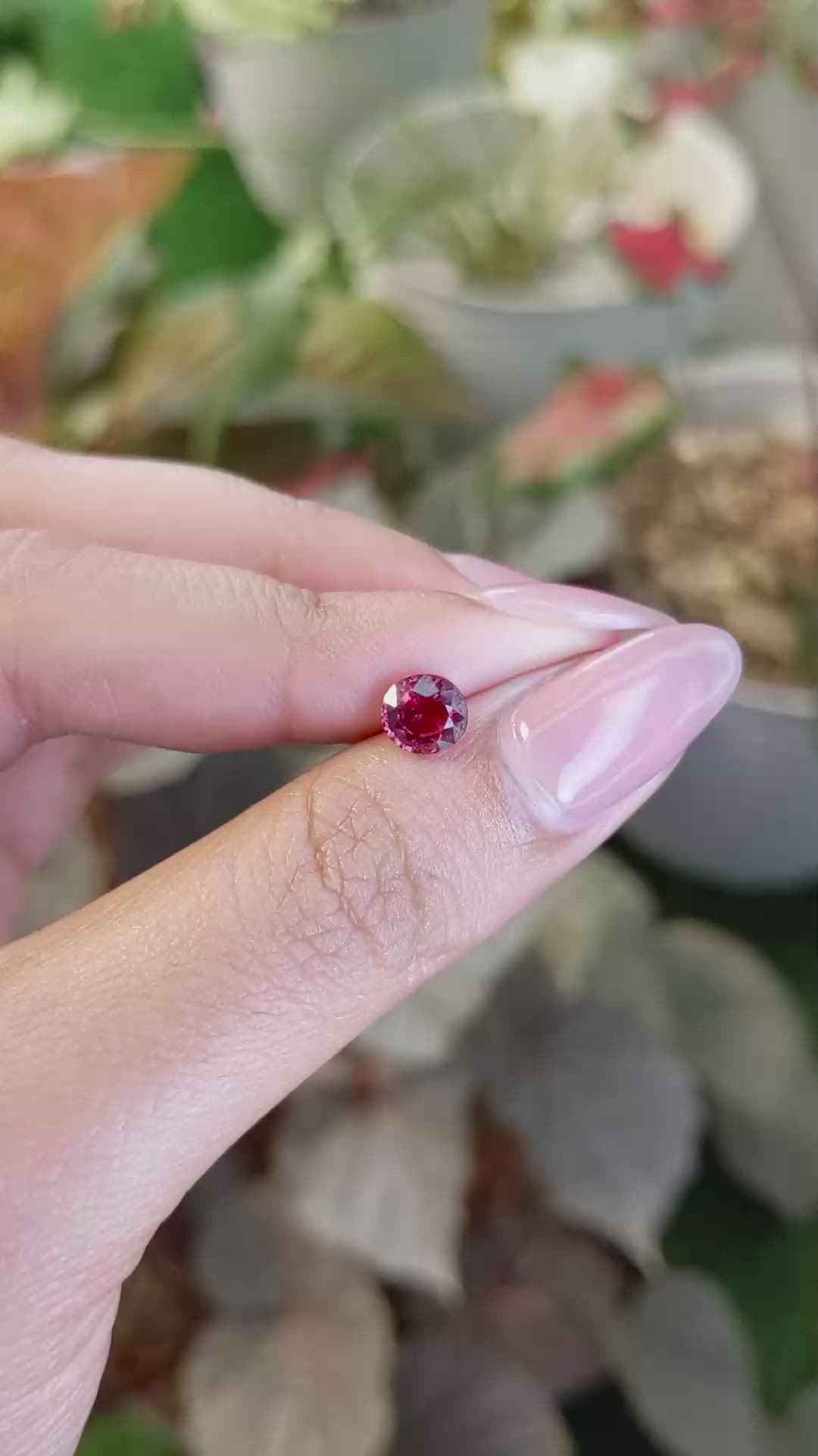 1.03 Ct. Pinkish Red Garnet from Ceylon (Sri Lanka) Size Video