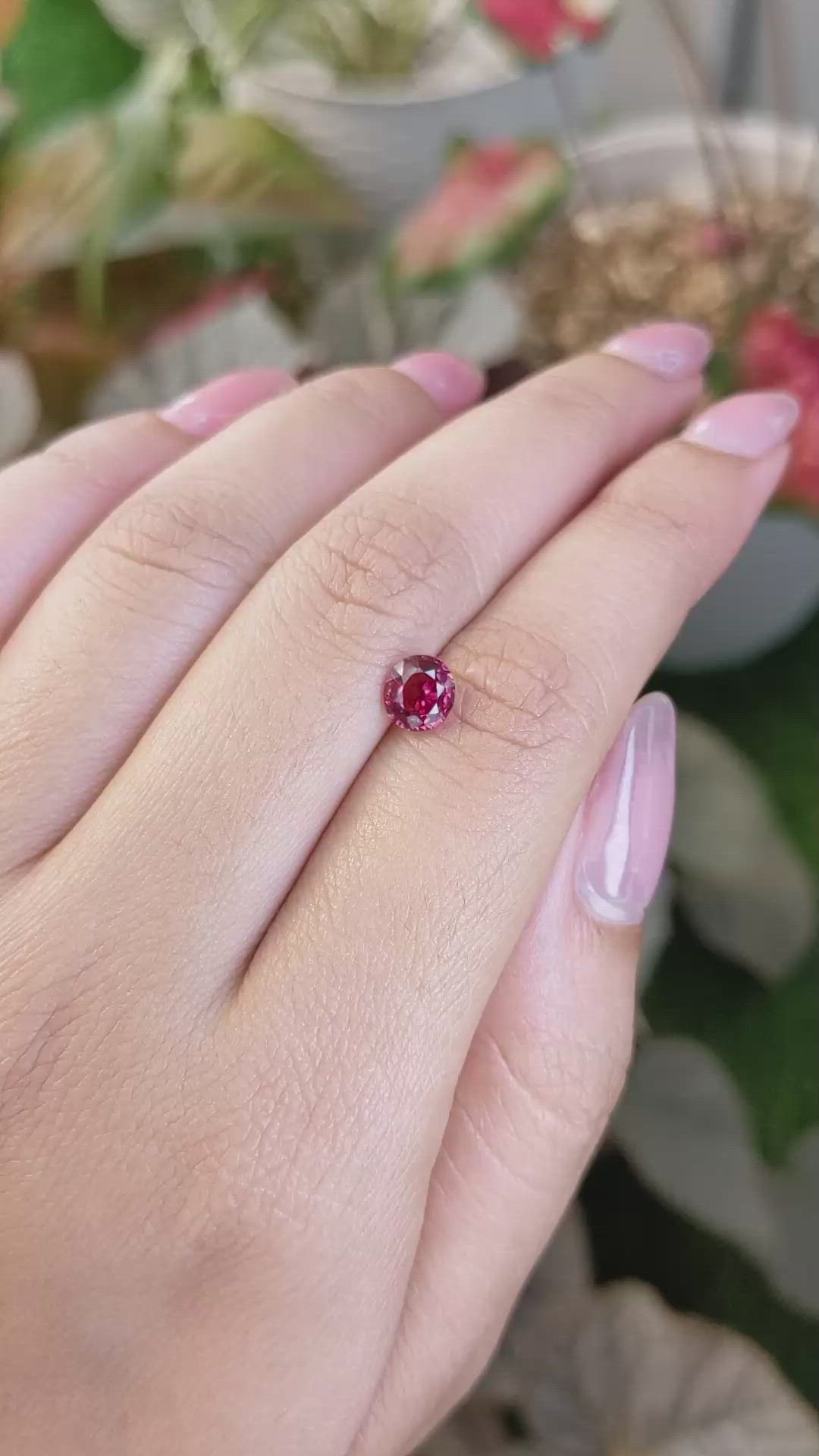 1.03 Ct. Pinkish Red Garnet from Ceylon (Sri Lanka) Size Video