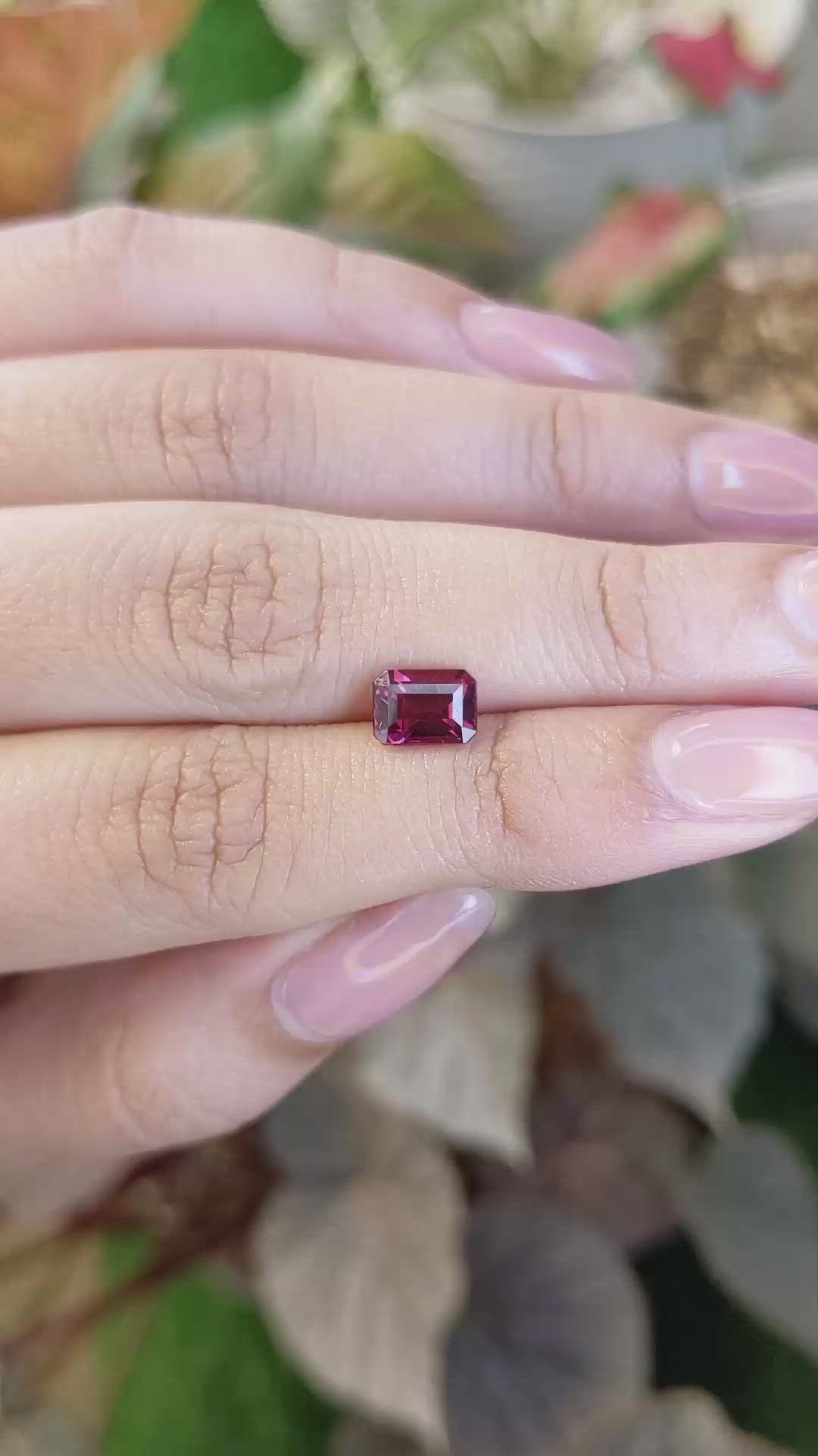 1.54 Ct. Purplish Pink Garnet from Ceylon (Sri Lanka) Size Video