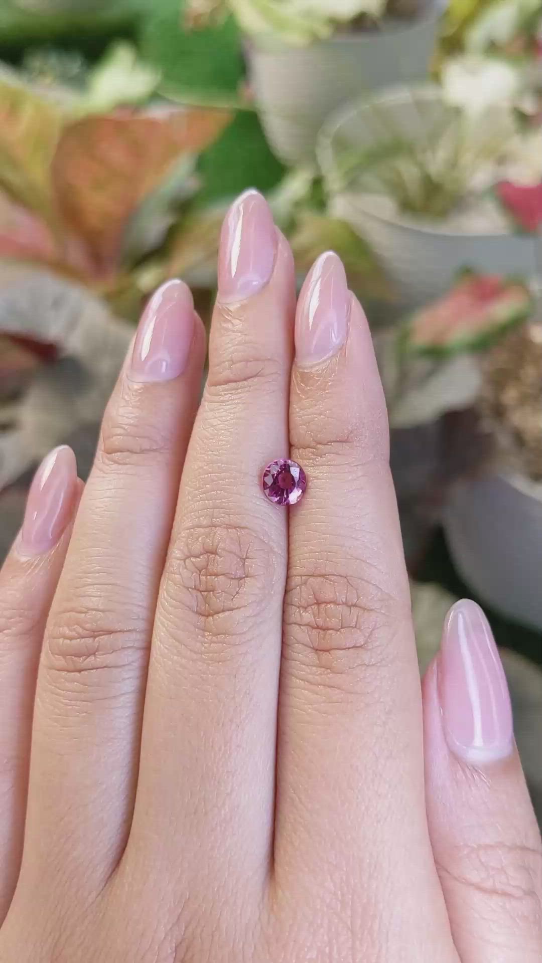0.97 Ct. Pinkish Purple Rhodolite Garnet from Ceylon (Sri Lanka) Size Video