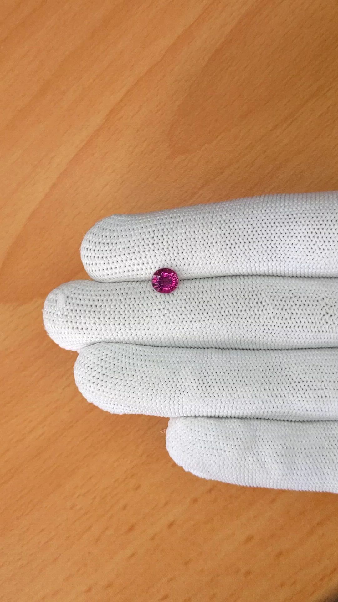 0.97 Ct. Pinkish Purple Rhodolite Garnet from Ceylon (Sri Lanka) Size Video