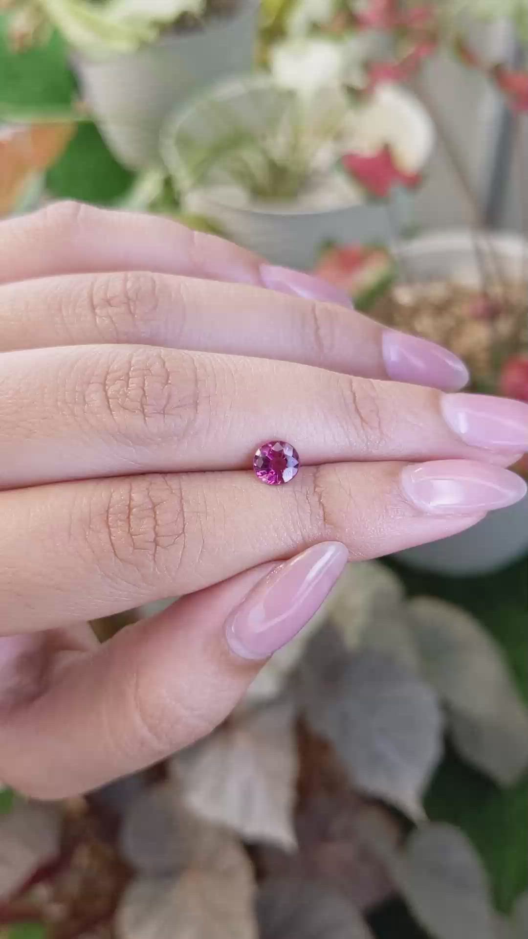 0.97 Ct. Pinkish Purple Rhodolite Garnet from Ceylon (Sri Lanka) Size Video