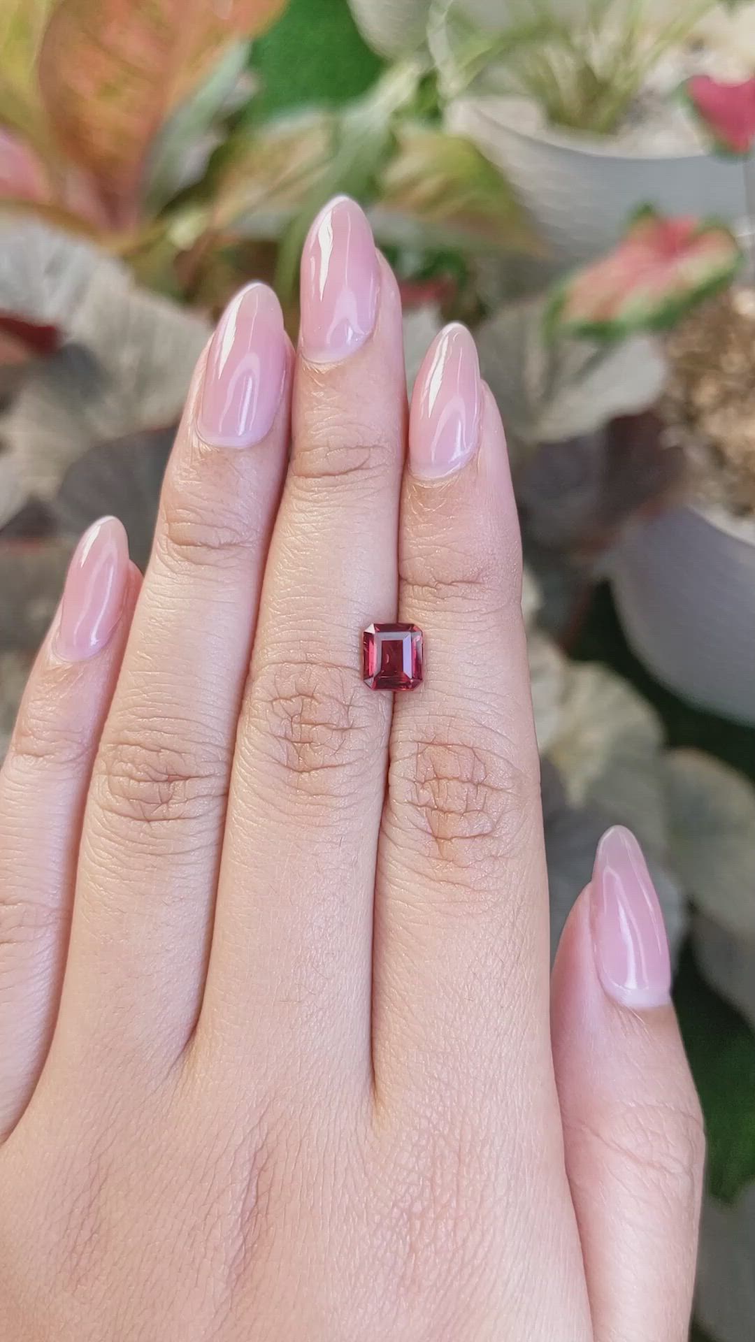 1.52 Ct. Orangish Red Garnet from Ceylon (Sri Lanka) Size Video