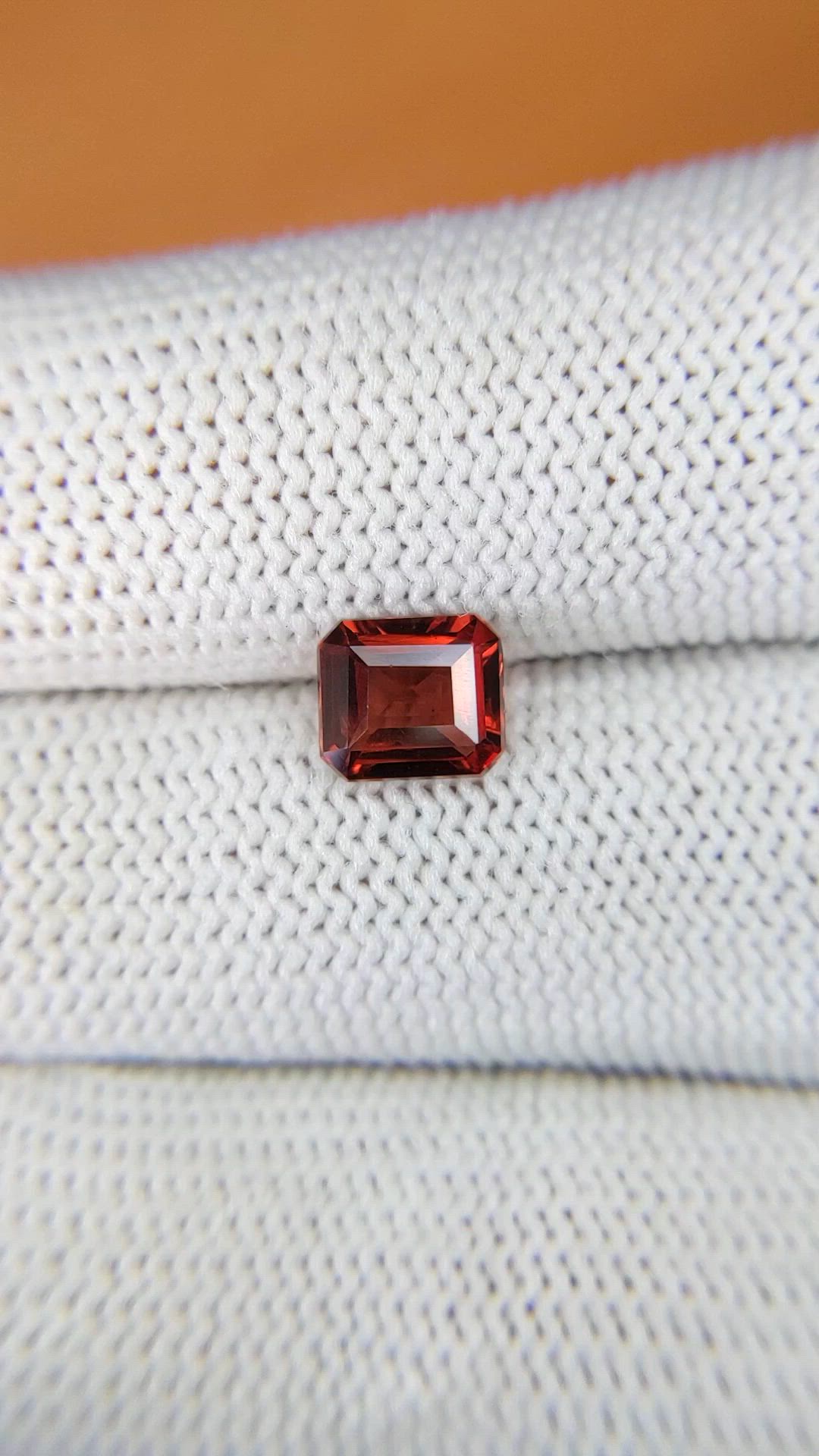 1.52 Ct. Orangish Red Garnet from Ceylon (Sri Lanka) Size Video