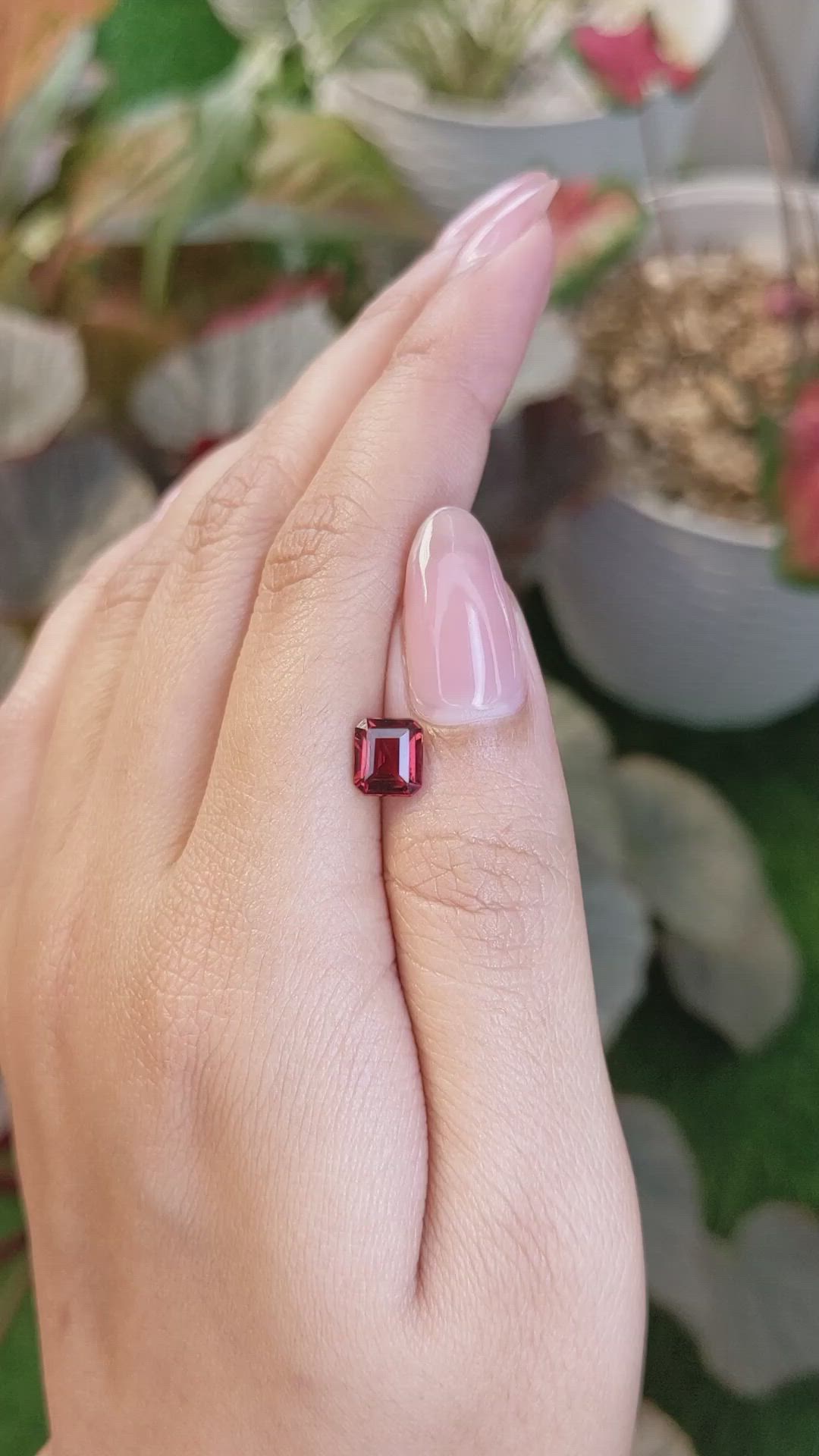 1.52 Ct. Orangish Red Garnet from Ceylon (Sri Lanka) Size Video