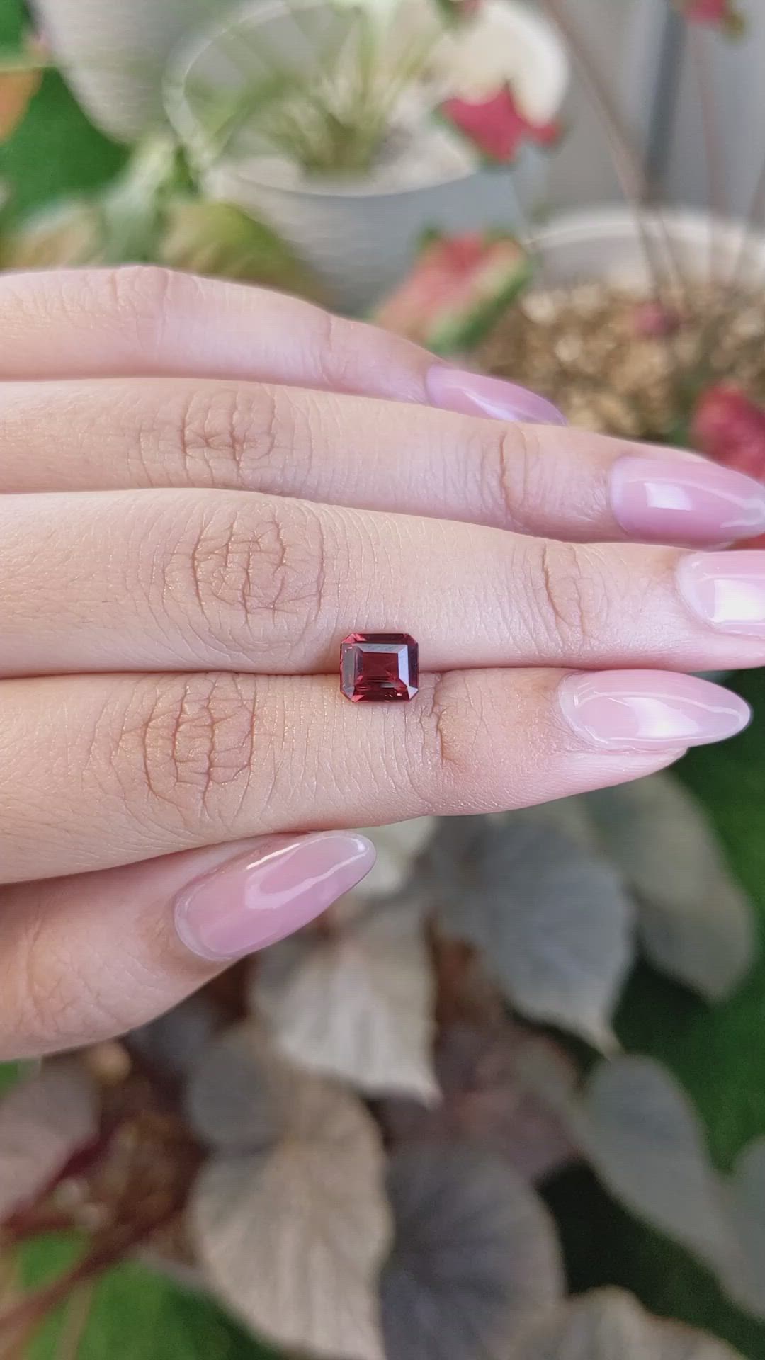 1.52 Ct. Orangish Red Garnet from Ceylon (Sri Lanka) Size Video