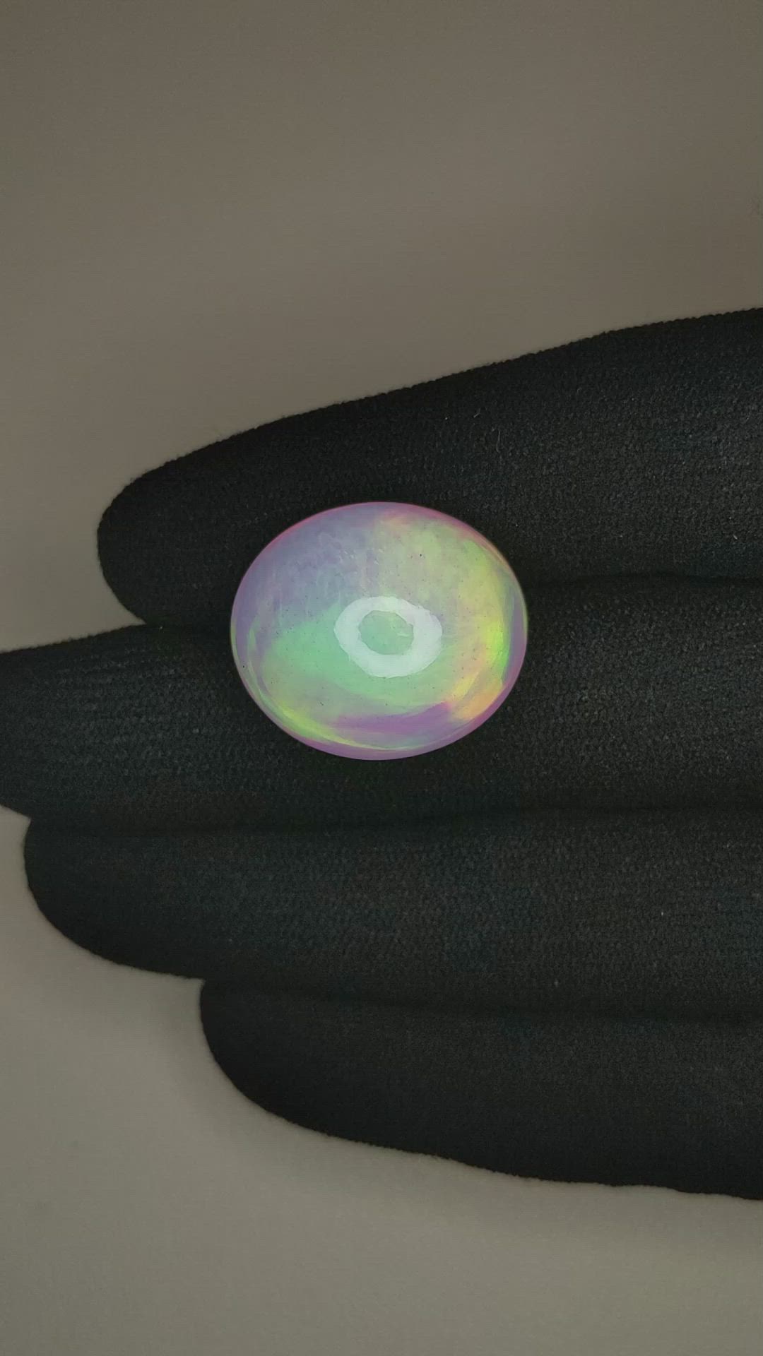 22.32 Ct. Multi Color Cabochon White Opal from Ethiopia Size Video