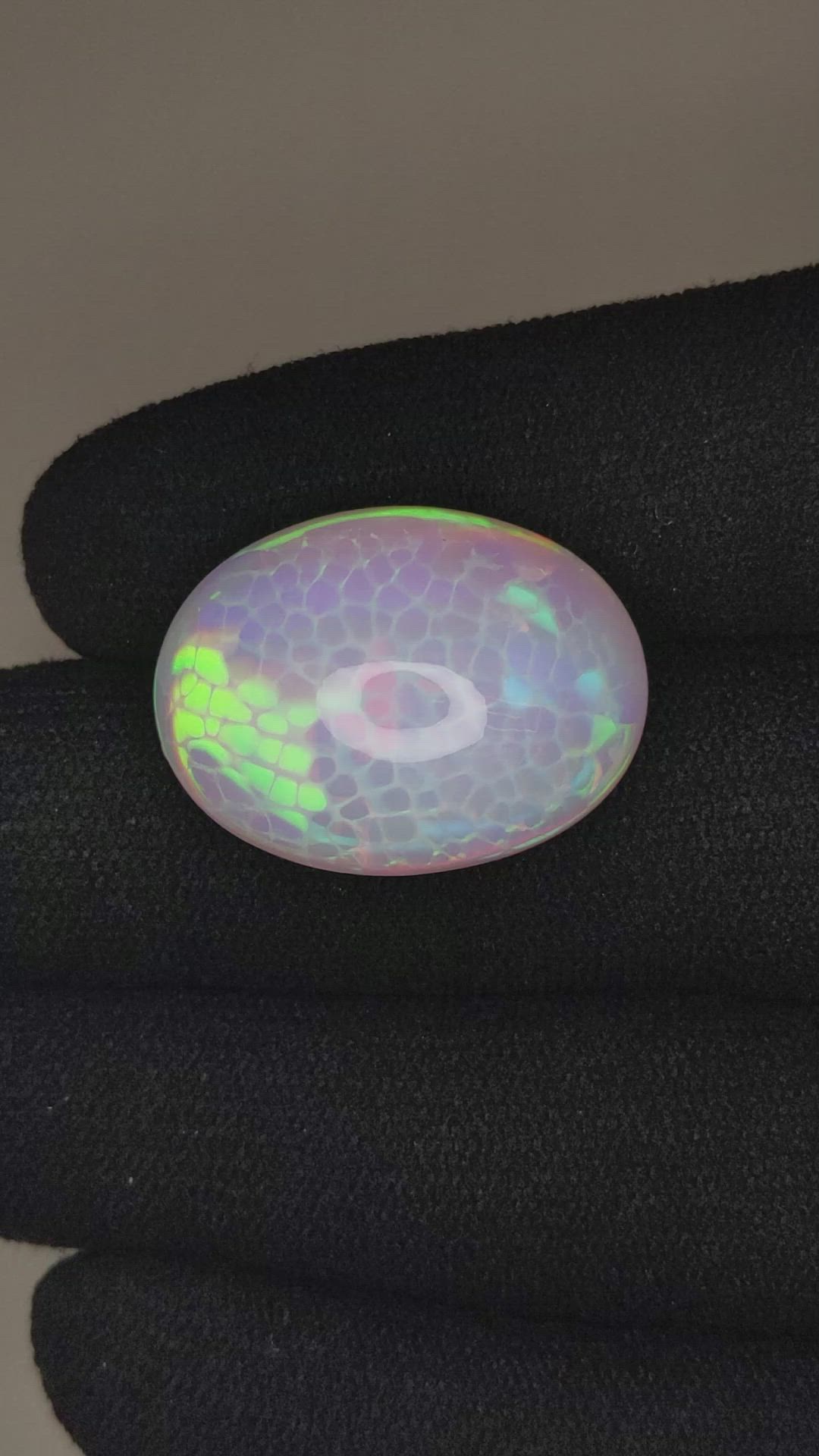 18.61 Ct. Multi Color Cabochon White Opal from Ethiopia Size Video