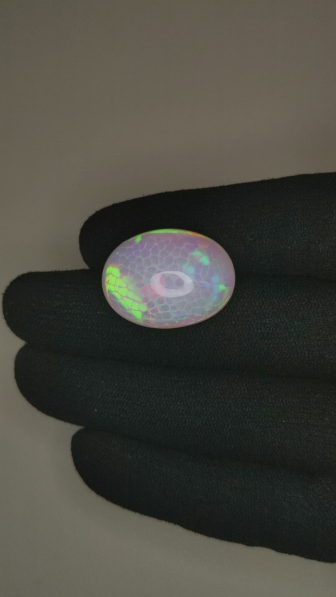 18.61 Ct. Multi Color Cabochon White Opal from Ethiopia Size Video